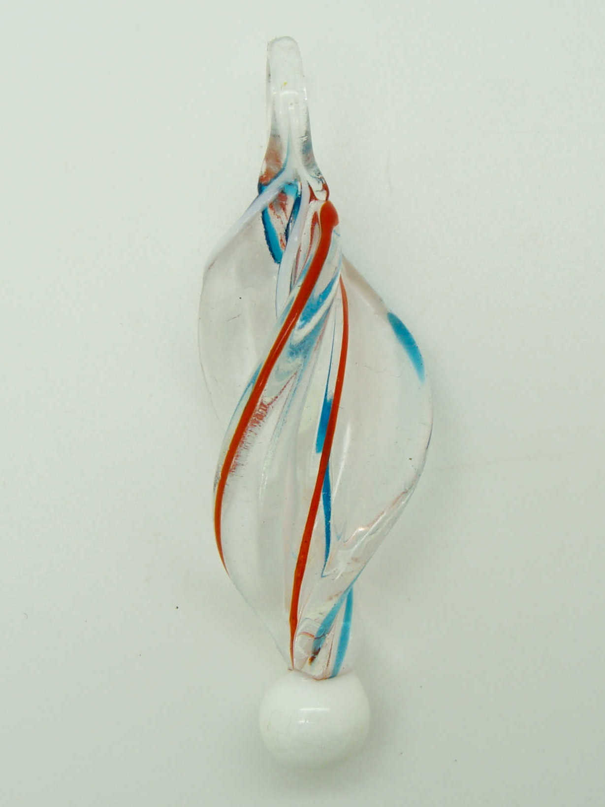 Pend-363-1 pendentif torsade blanc verre chalumeau