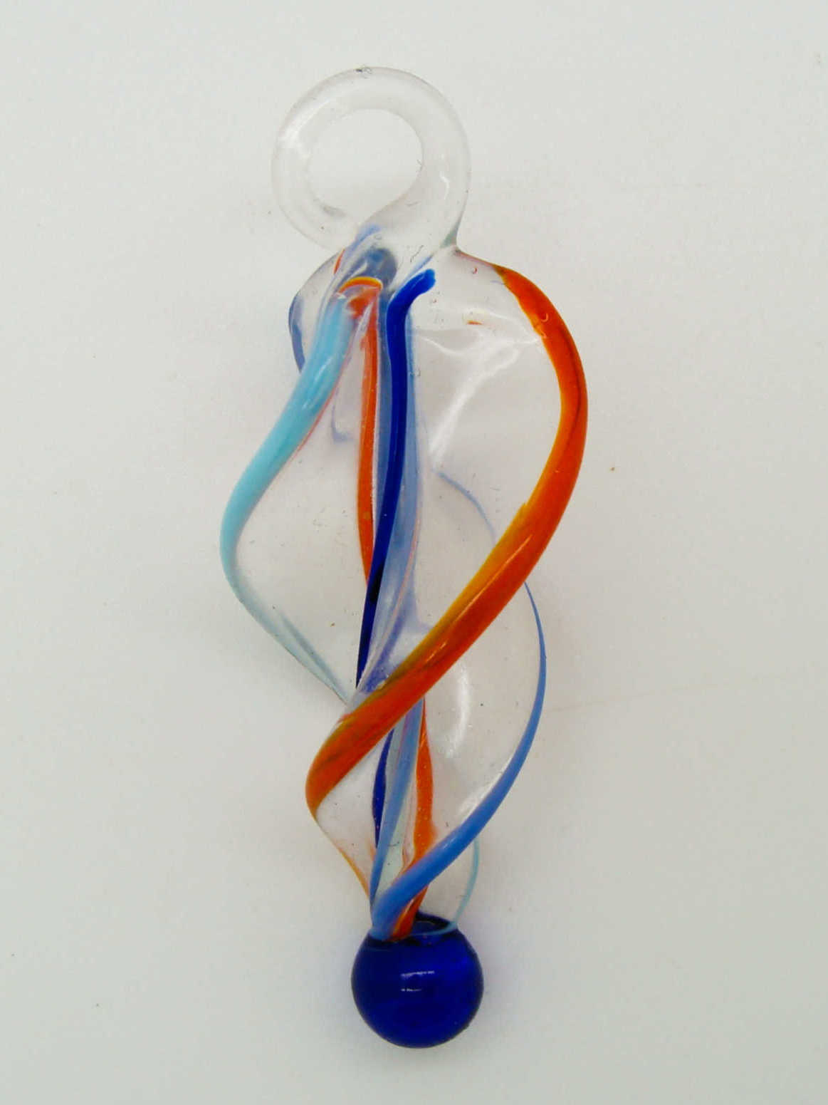 Pend-363-2 pendentif torsade bleu fonce verre chalumeau