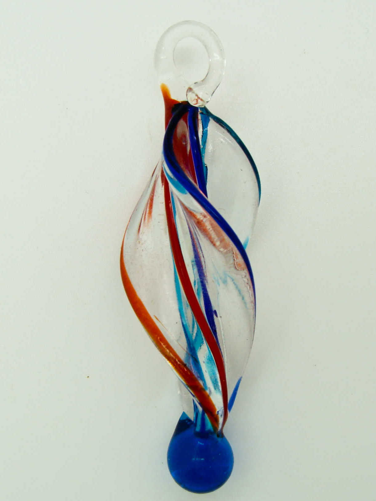Pend-363-3 pendentif torsade bleu verre chalumeau