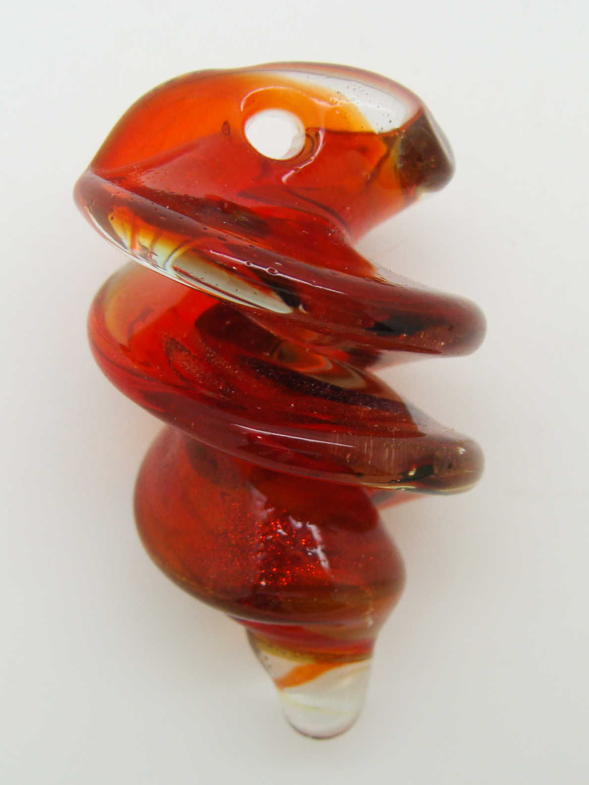 Pend-366-4 pendentif verre vrille rouge vis