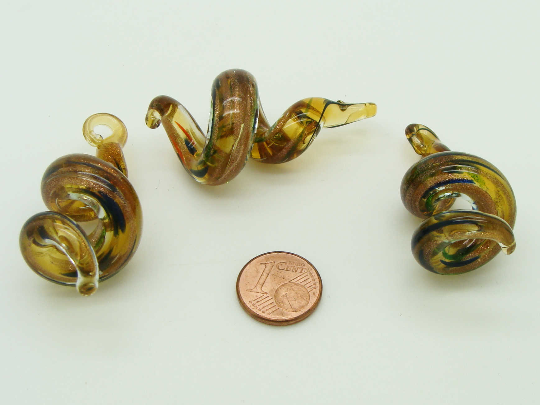 Pend-367-1 pendentif verre lampwork tortillon marron