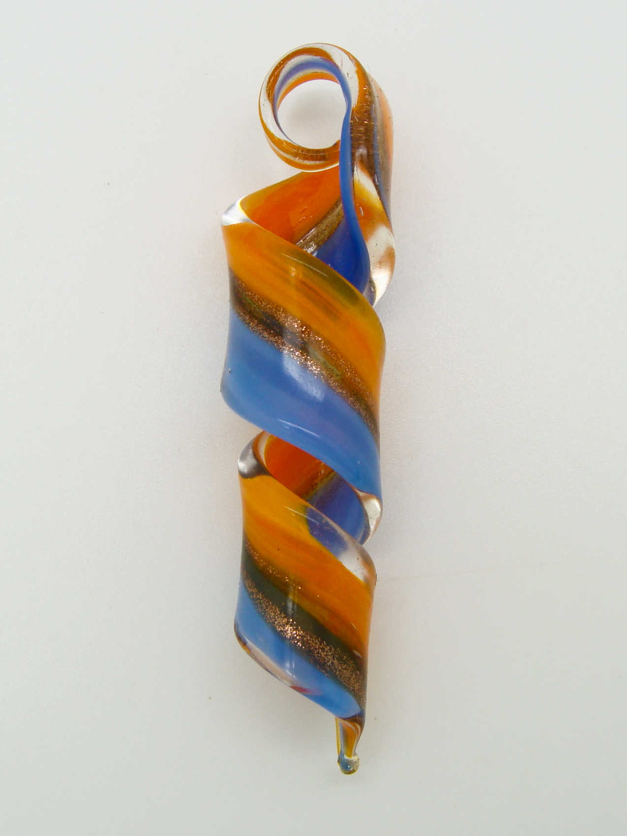 Pend-370-4 pendentif verre spirale bleu orange vis