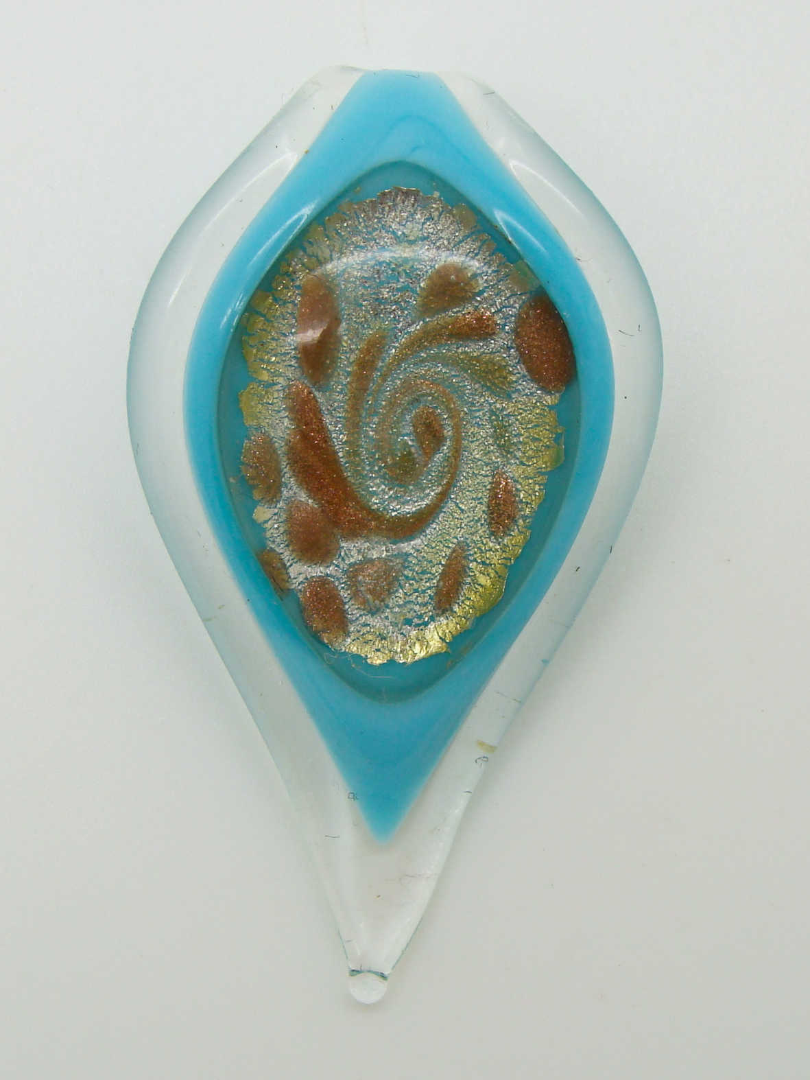 Pend-373-1 pendentif verre goutte bleu lampwork