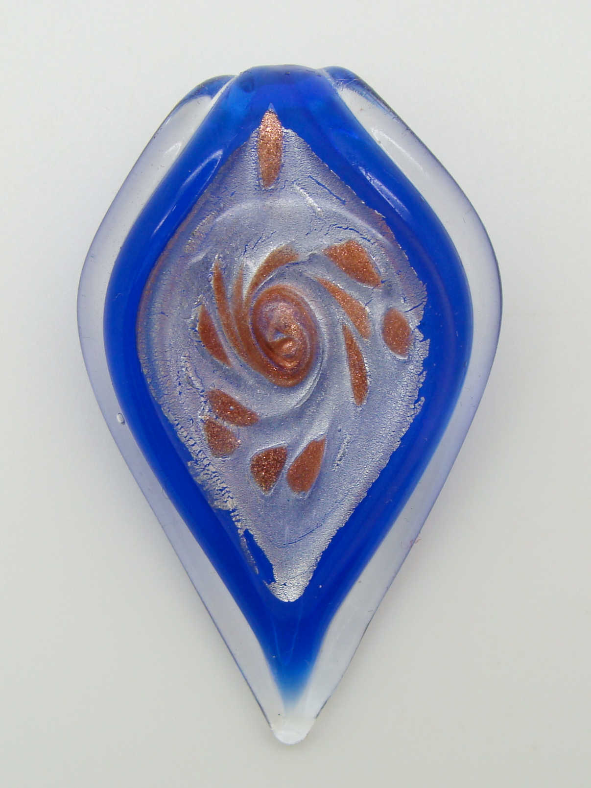 Pend-373-2 pendentif verre goutte bleu fonce lampwork