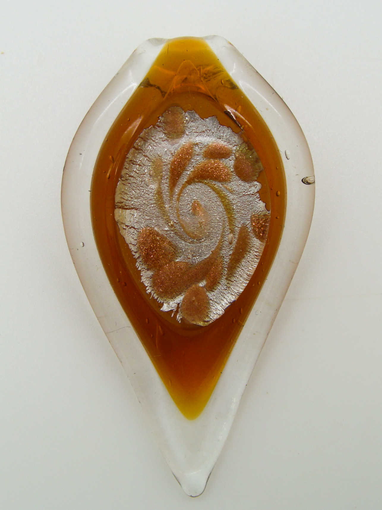 Pend-373-3 pendentif verre goutte marron lampwrok
