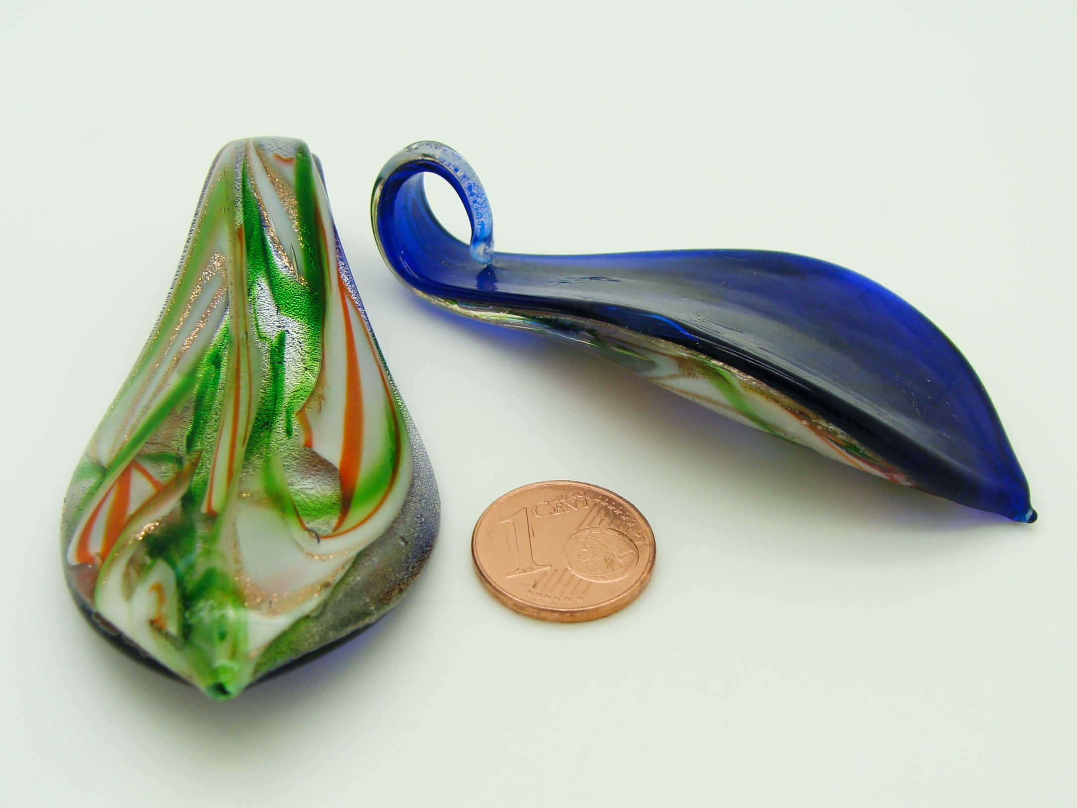 Pend-376-2 pendentif marine vert verre