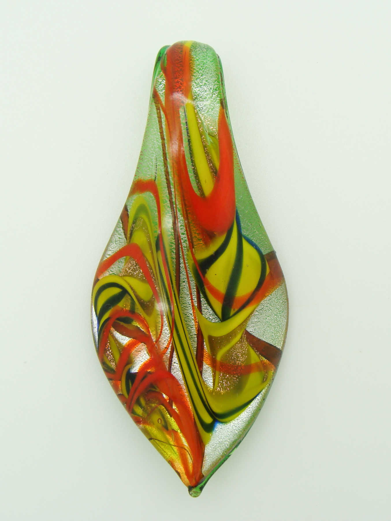 Pend-376-3 pendentif vert jaune lampwork