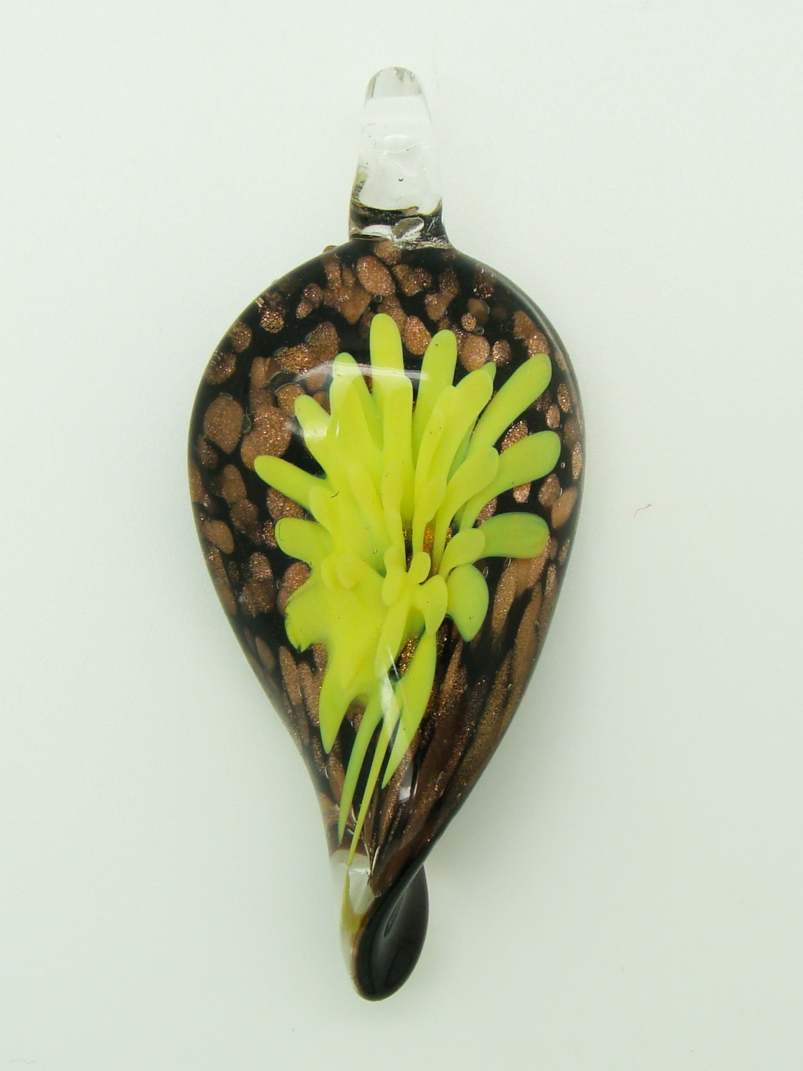 Pend-382-3 pendentif fleur jaune twist lampwork