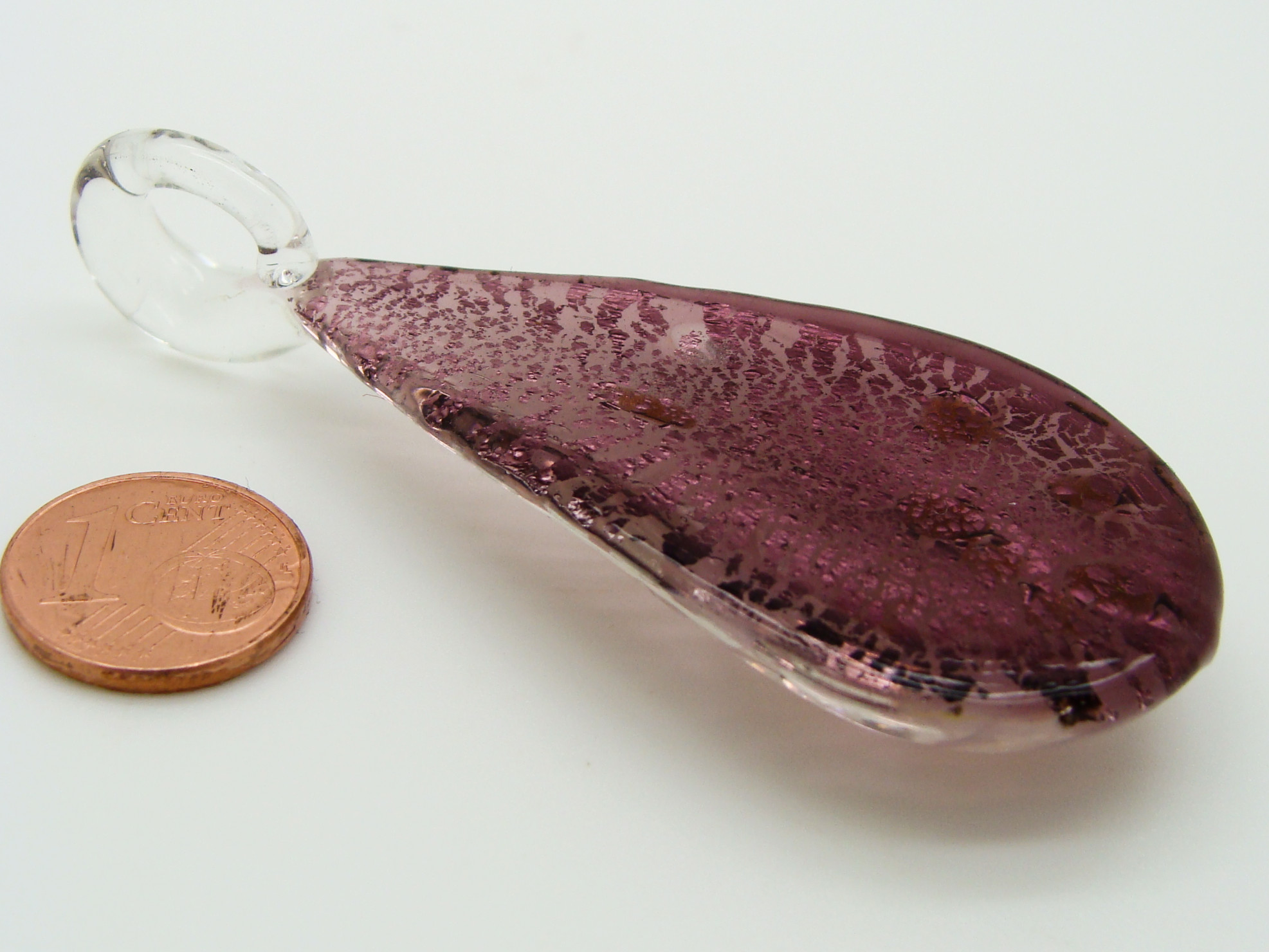 Pend-385-5 pendentif goutte violet verre