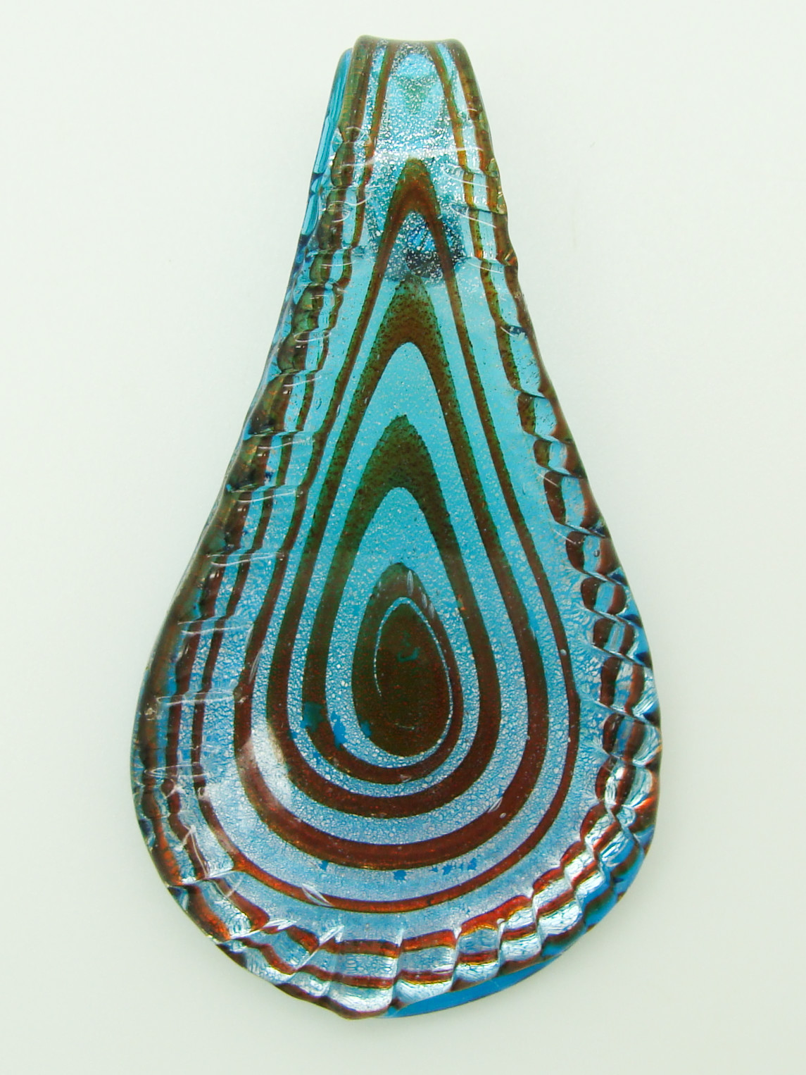 Pend-386-1 pendentif goutte bleu spirale verre lampwork