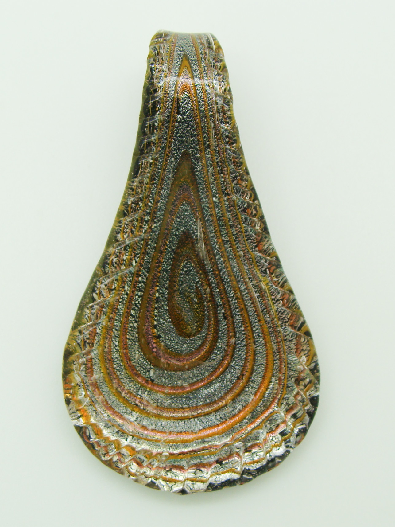 Pend-386-4 pendentif goutte noir spirale verre lampwork