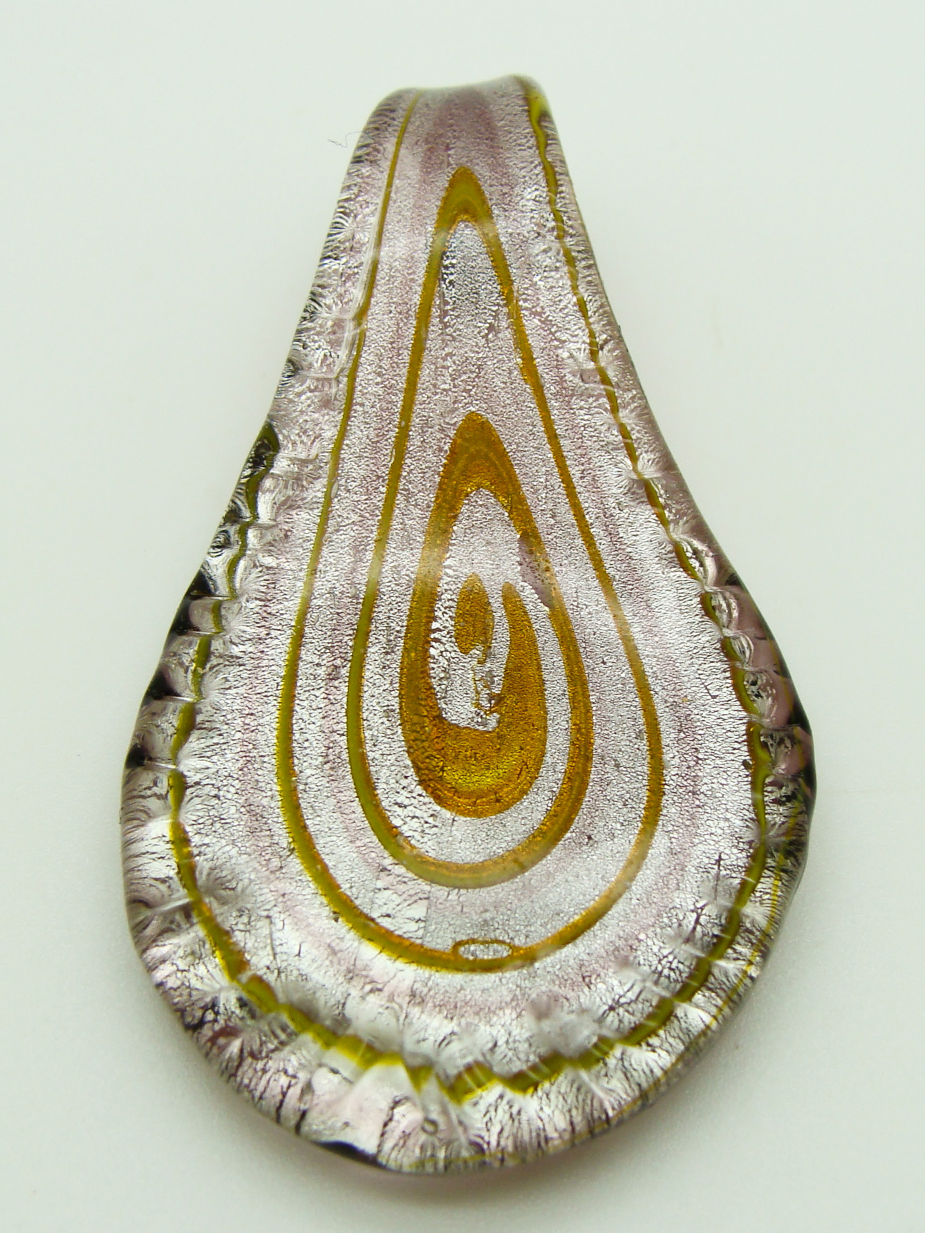 Pend-386-7 pendentif goutte violet spirale verre lampwork