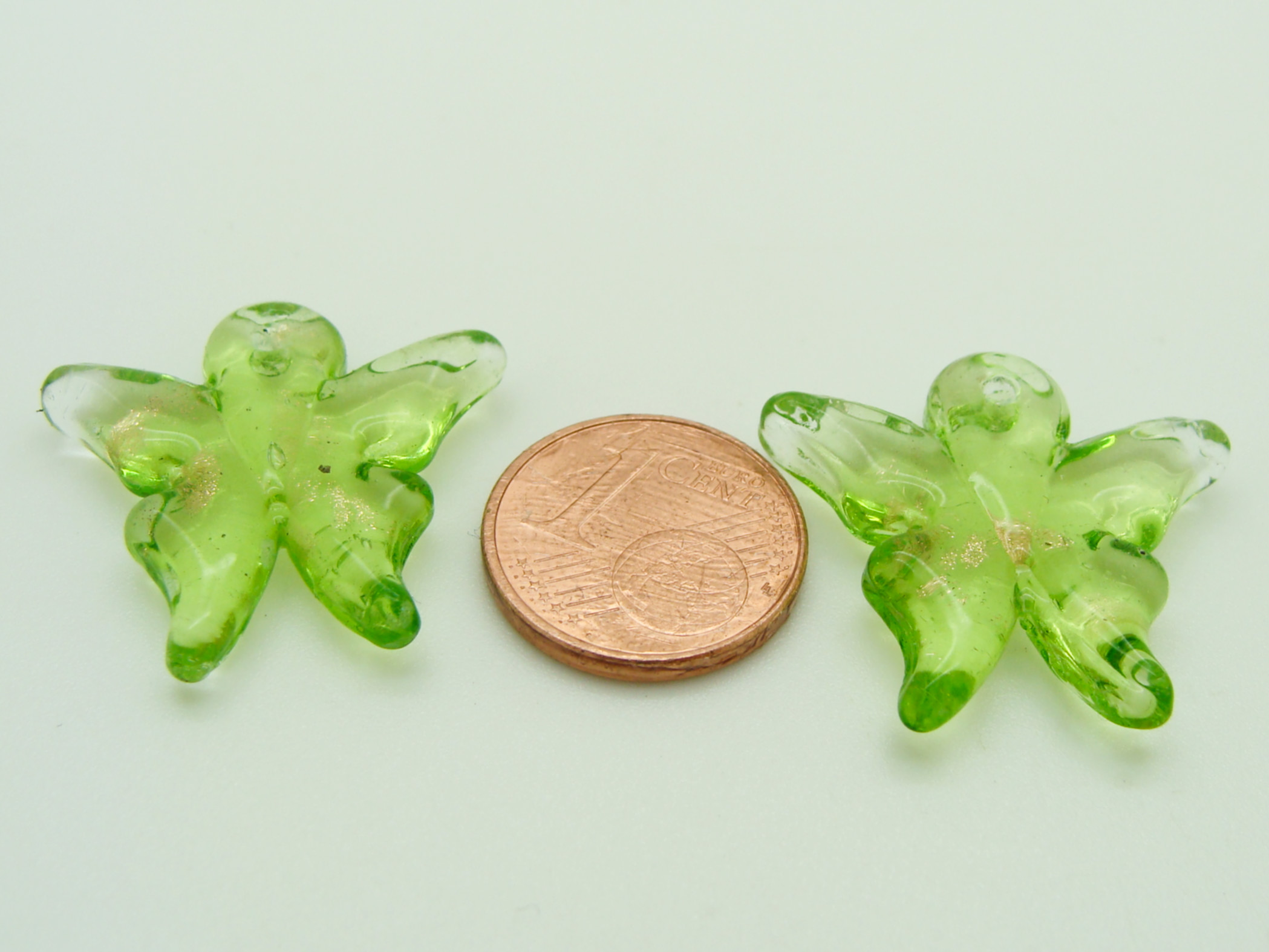 Pend-308-6 pendentif papillon vert verre
