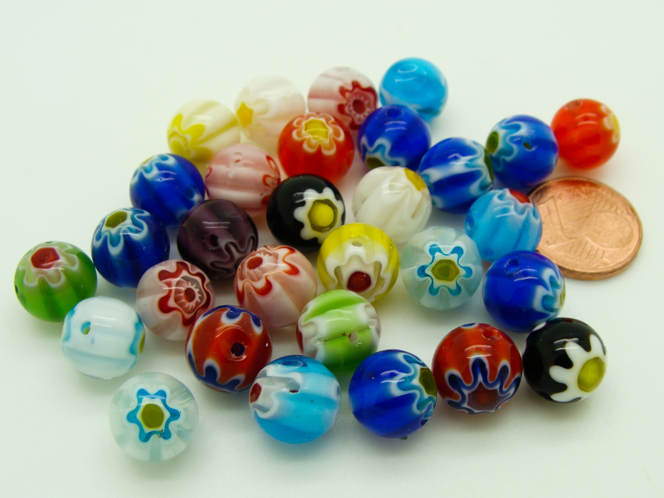 perle millefiori 10mm verre