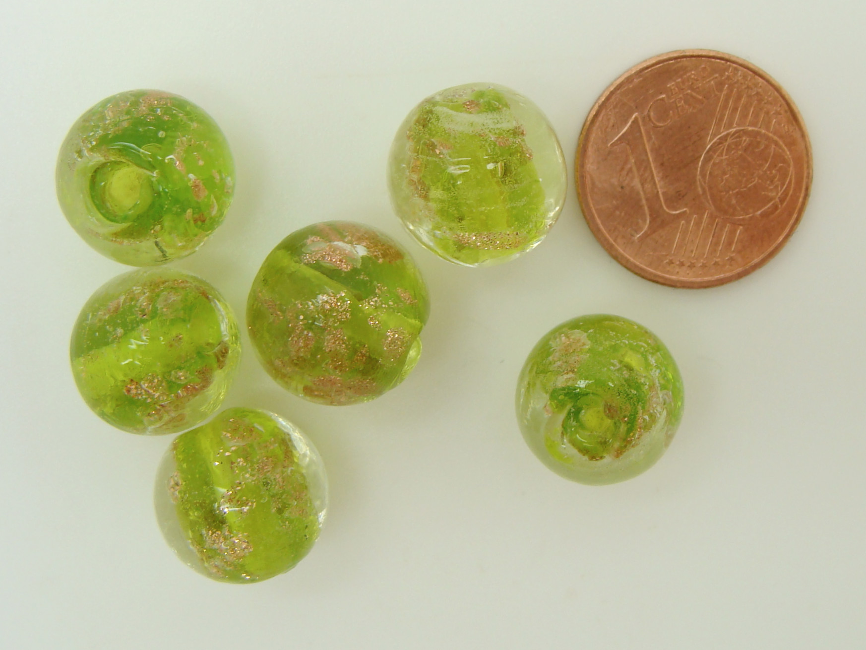 perle ronde 12mm vert clair verre