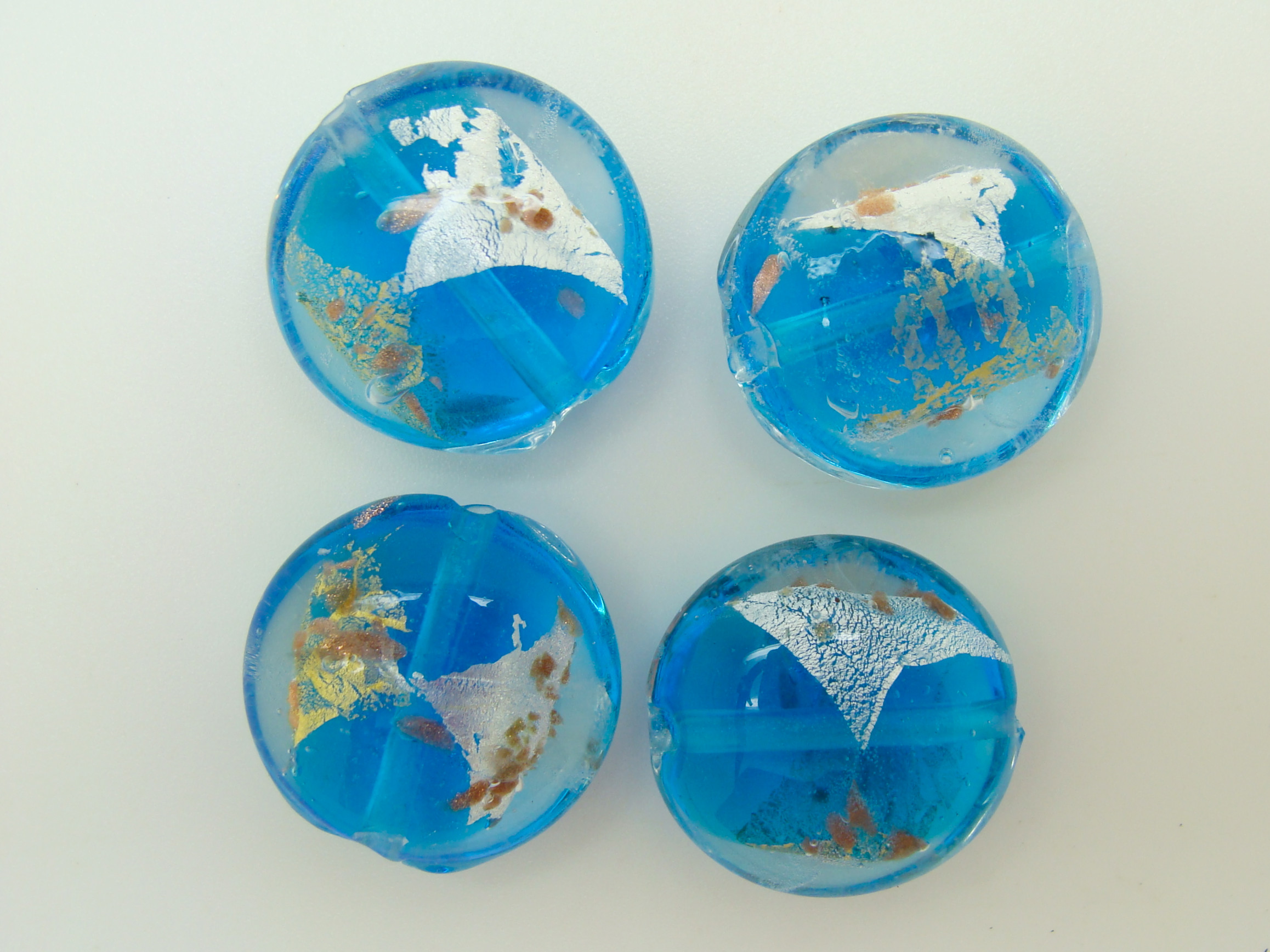 perle galet 20mm bleu bicolore