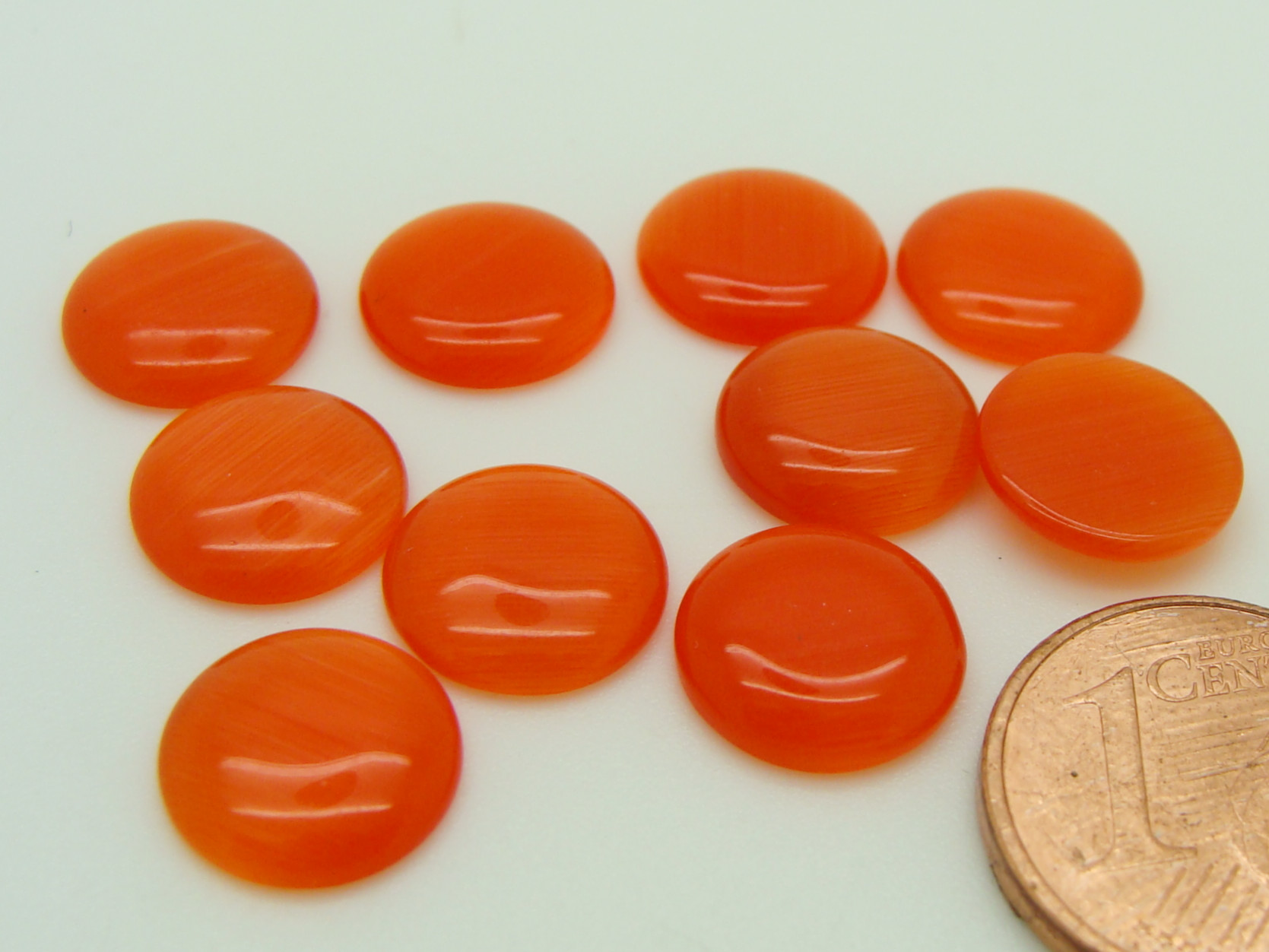 cabochon oeil de chat r10 orange fonce verre