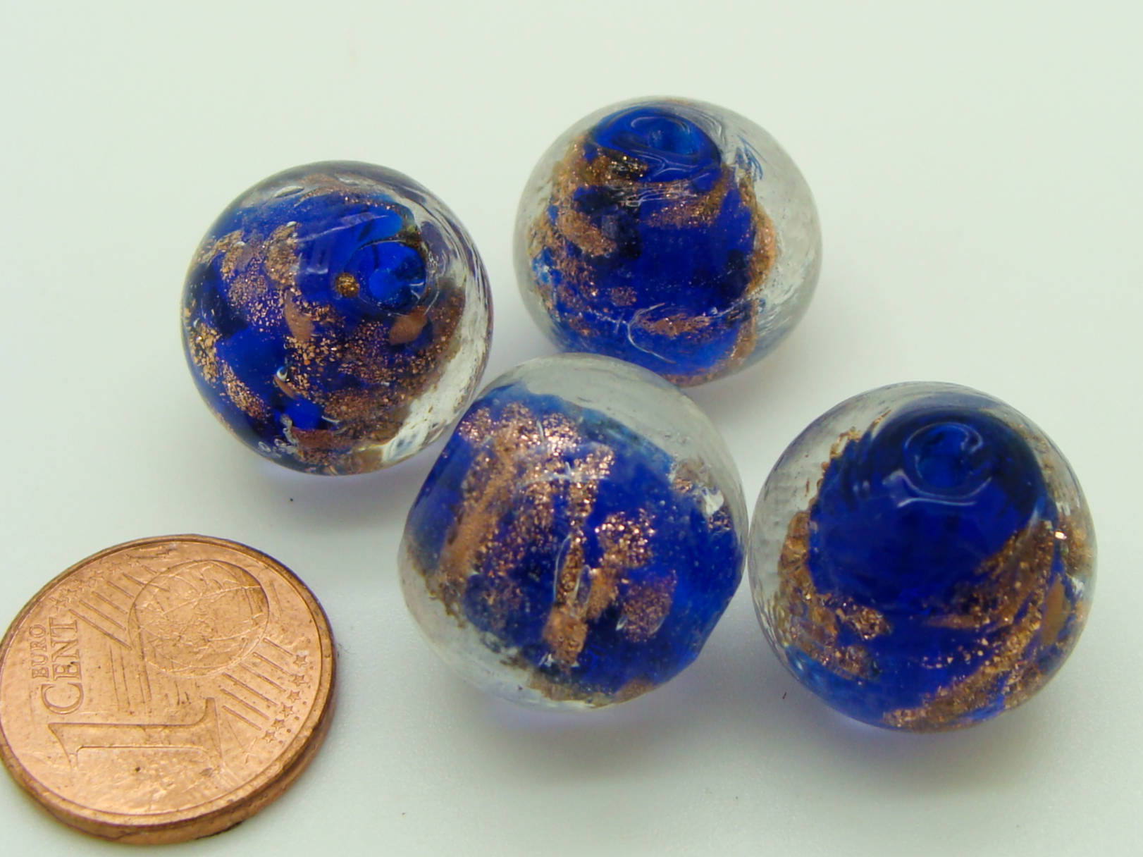 perle verre ronde 16mm bleu fonce