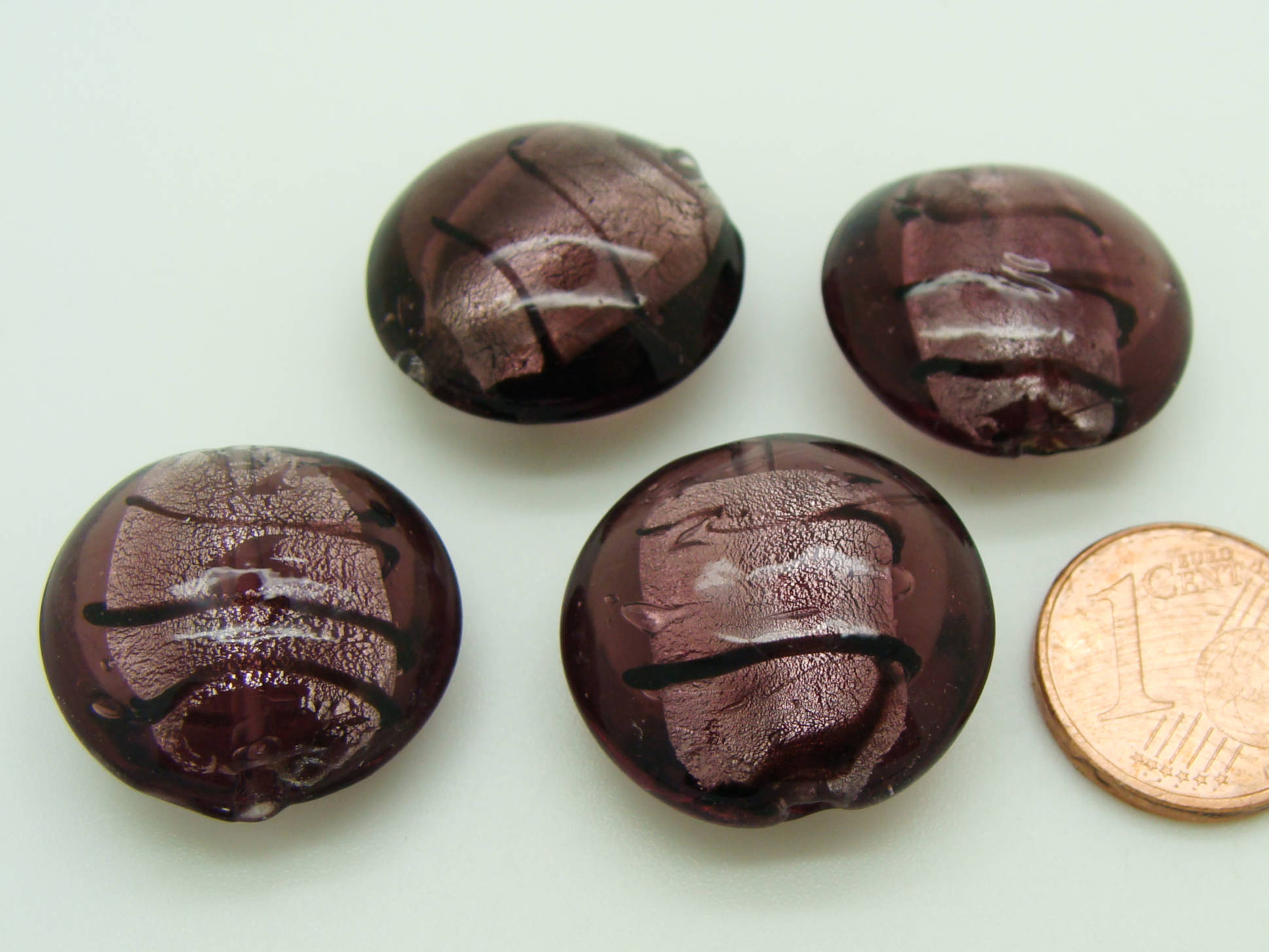 perle galet 20mm violet steie noire