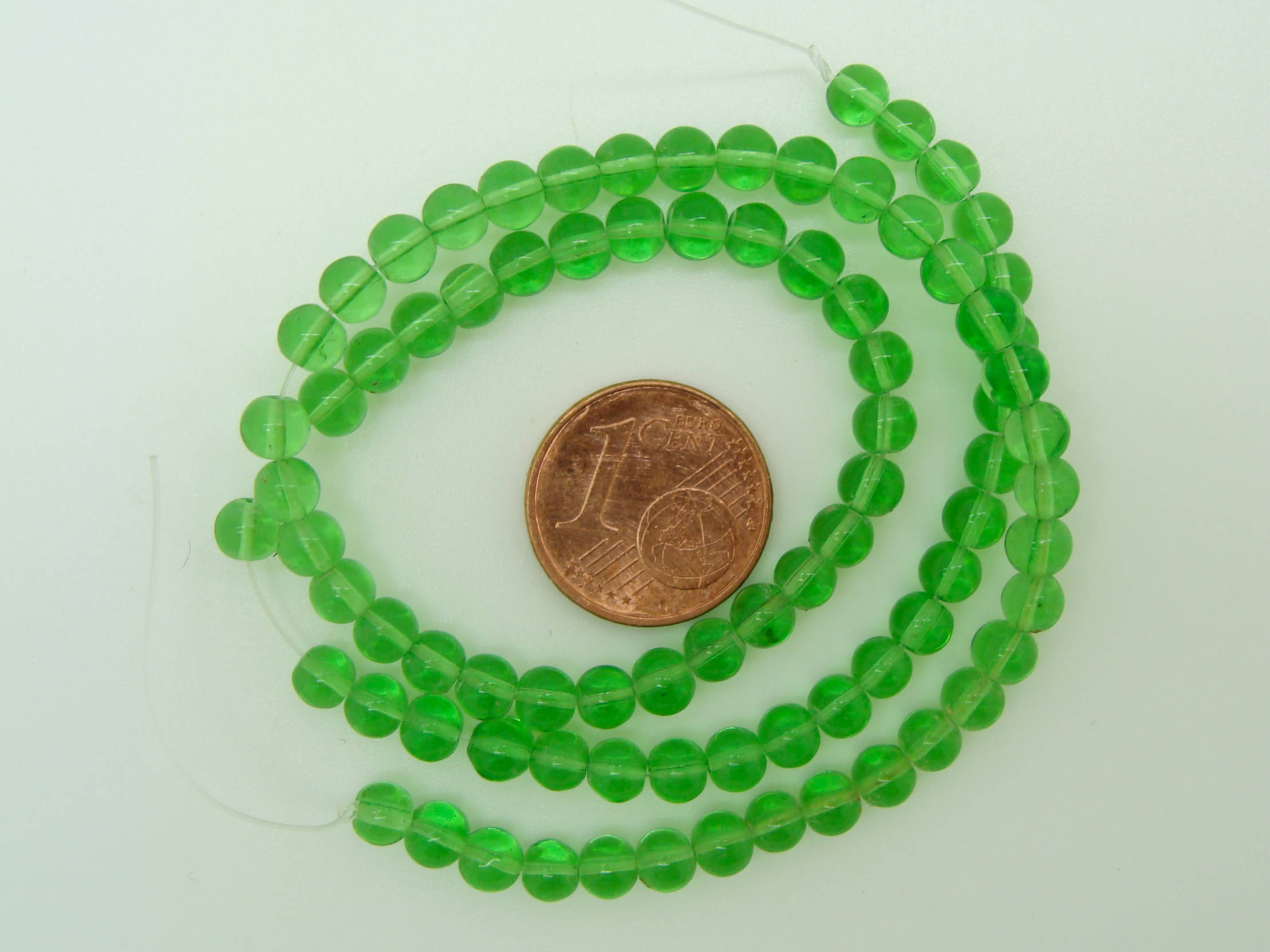 perle verre simple 4mm vert ronde