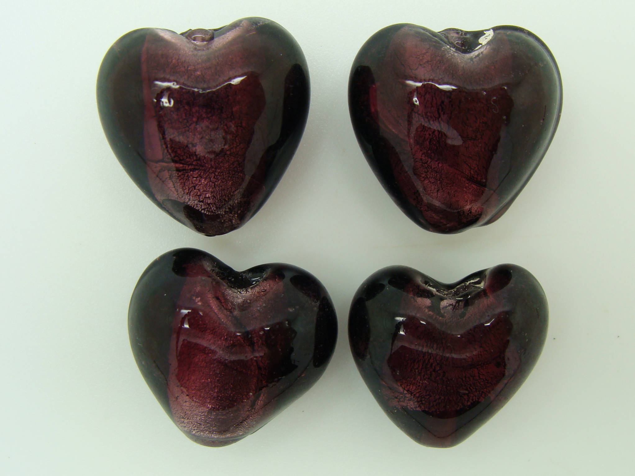 perle coeur 20mm violet fonce
