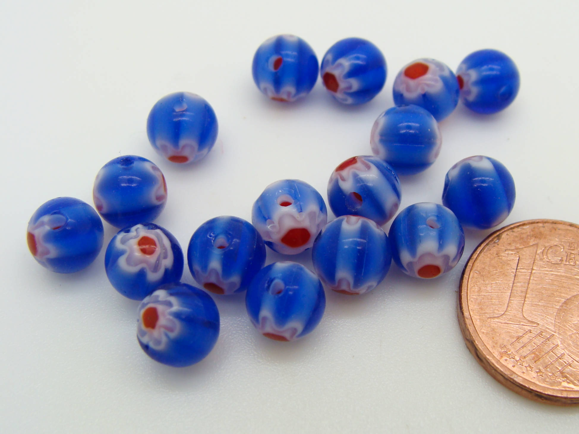 perle millefiori r6 bleu fonce