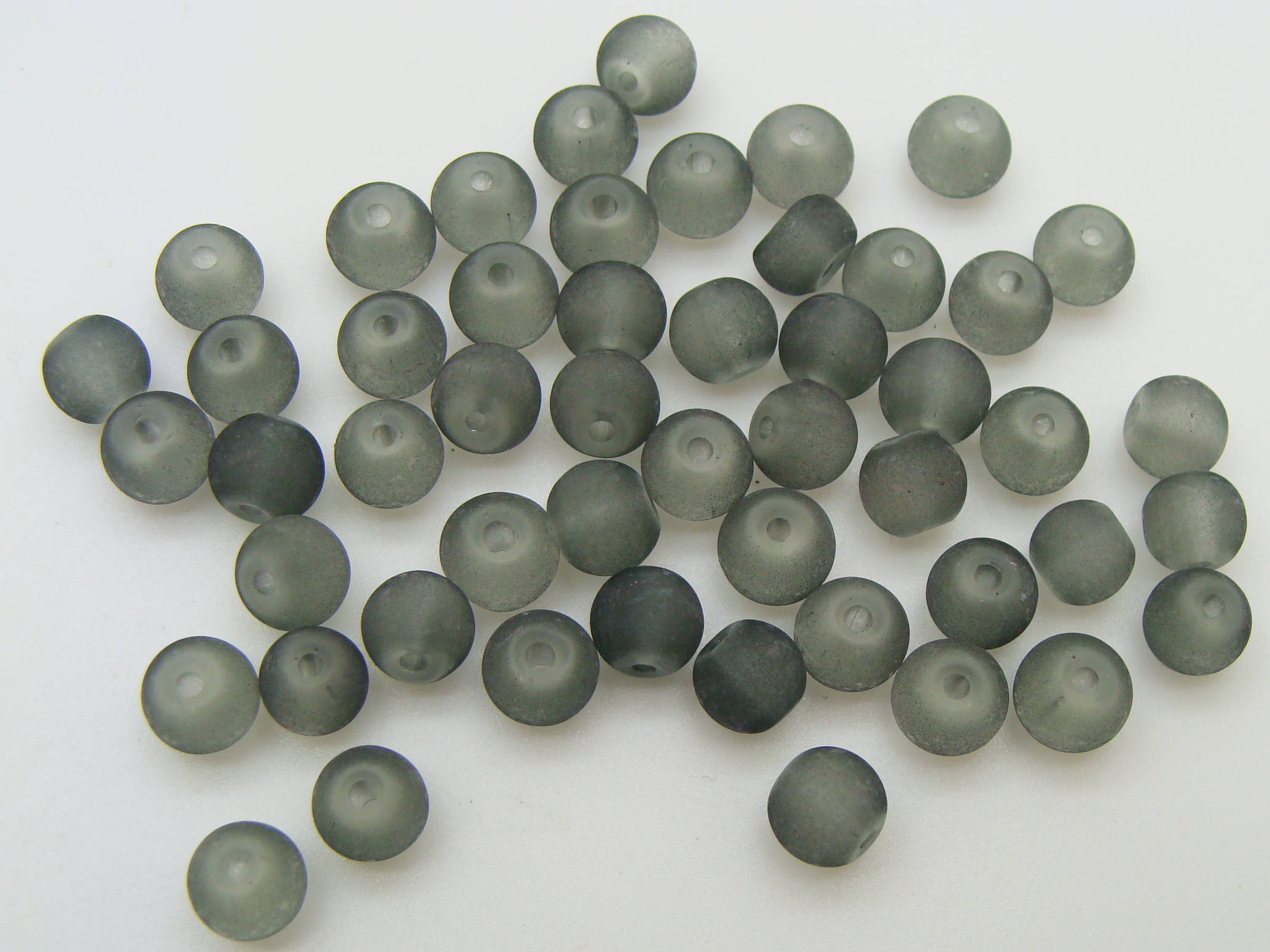 perle verre givre 6mm gris