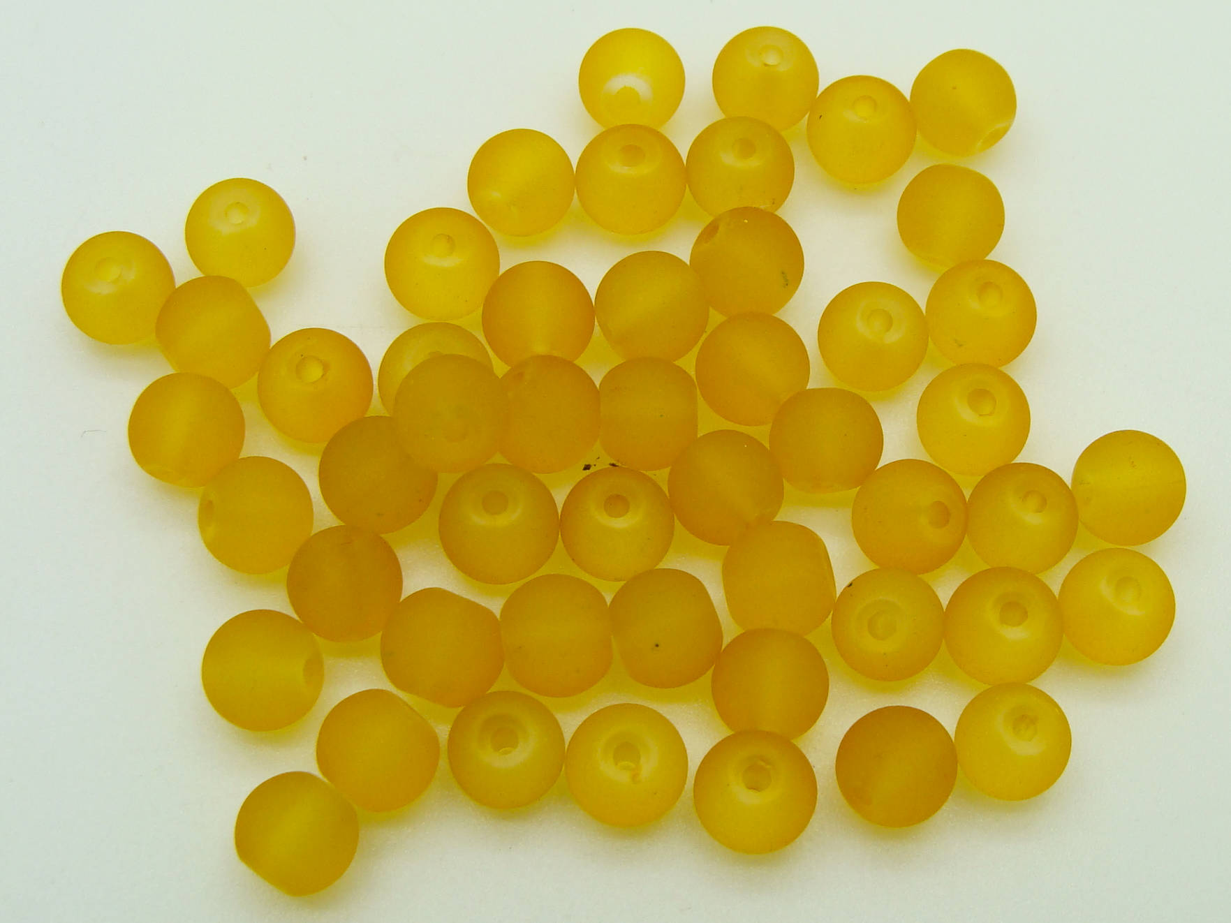 perle verre givre 6mm jaune fonce