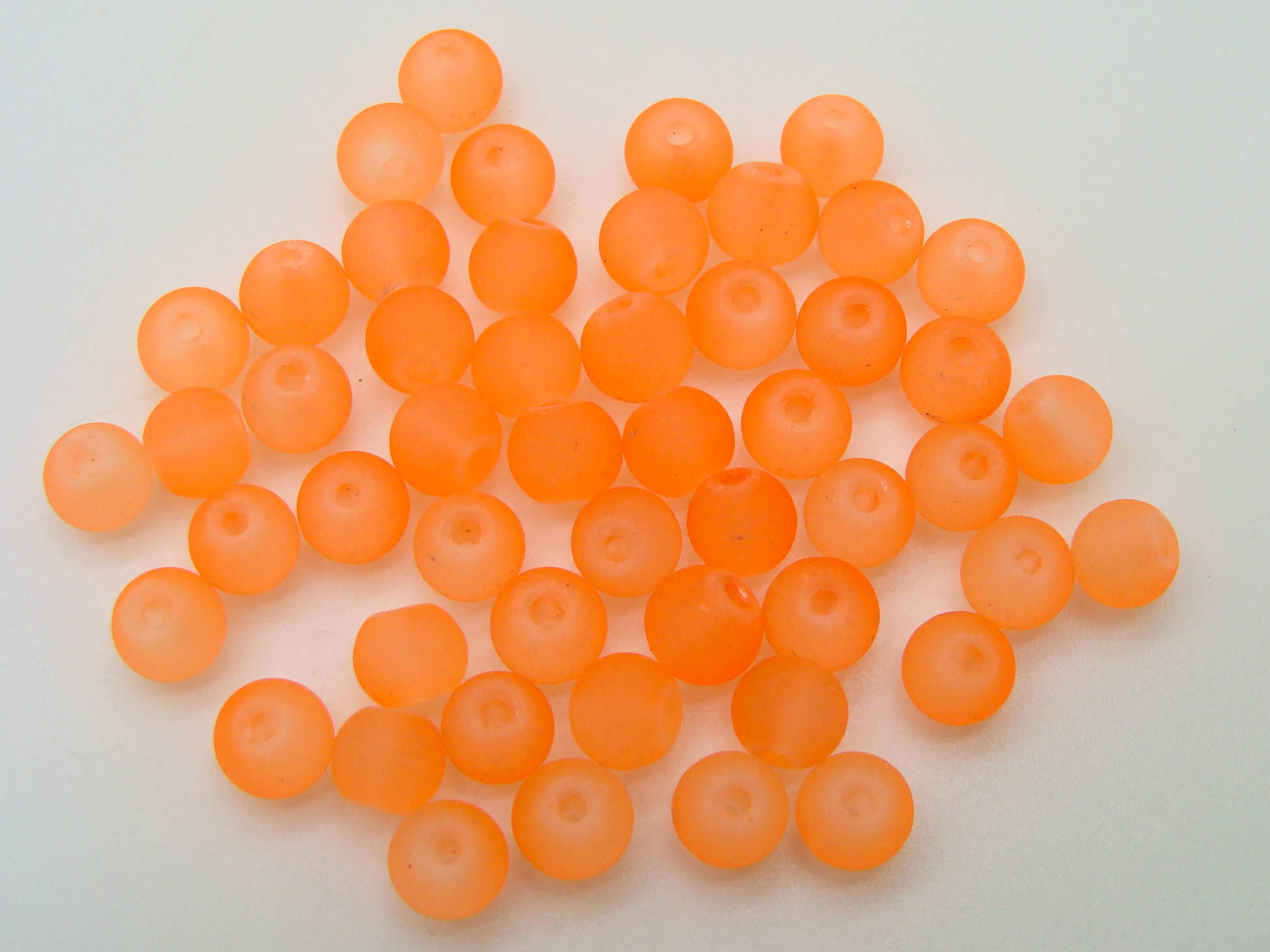 perle verre givre 6mm orange fluo