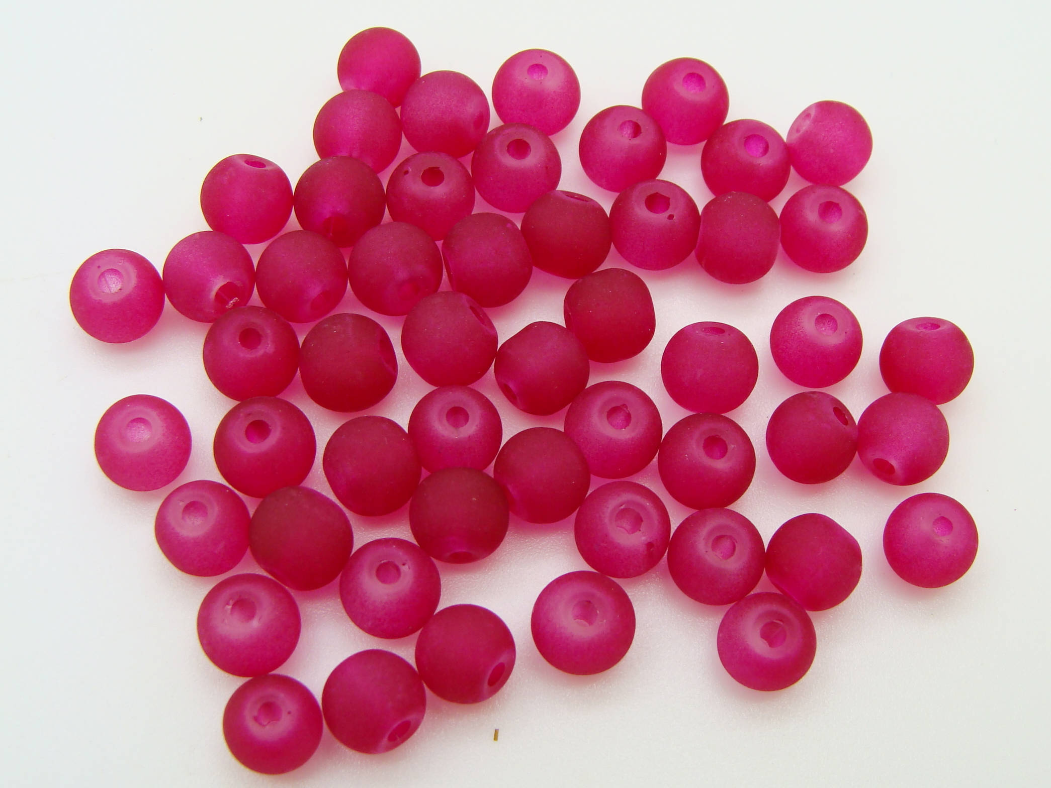 perle verre givre 6mm rose violet