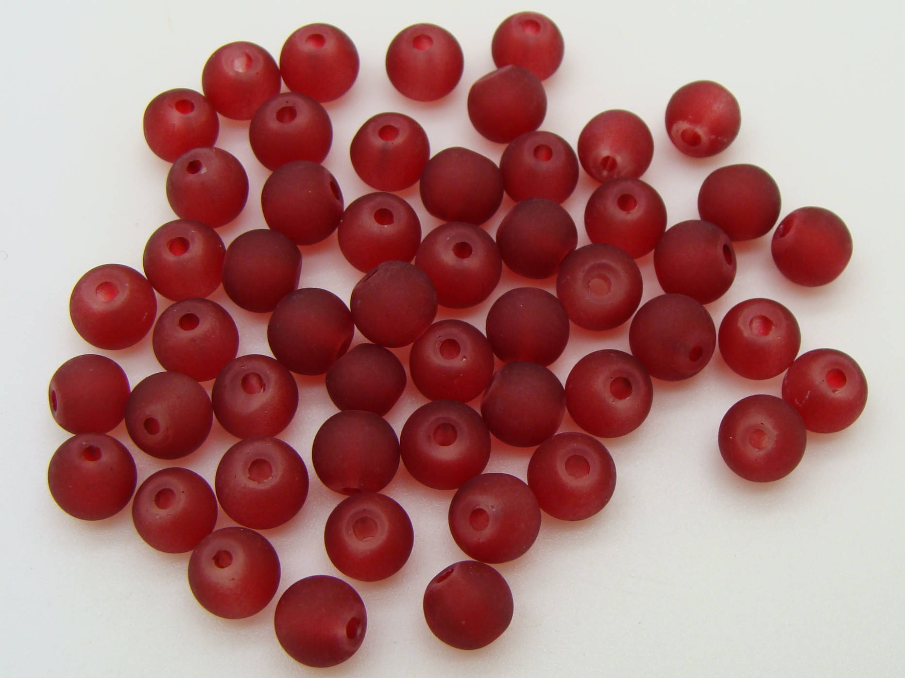 perle verre givre 6mm rouge fonce