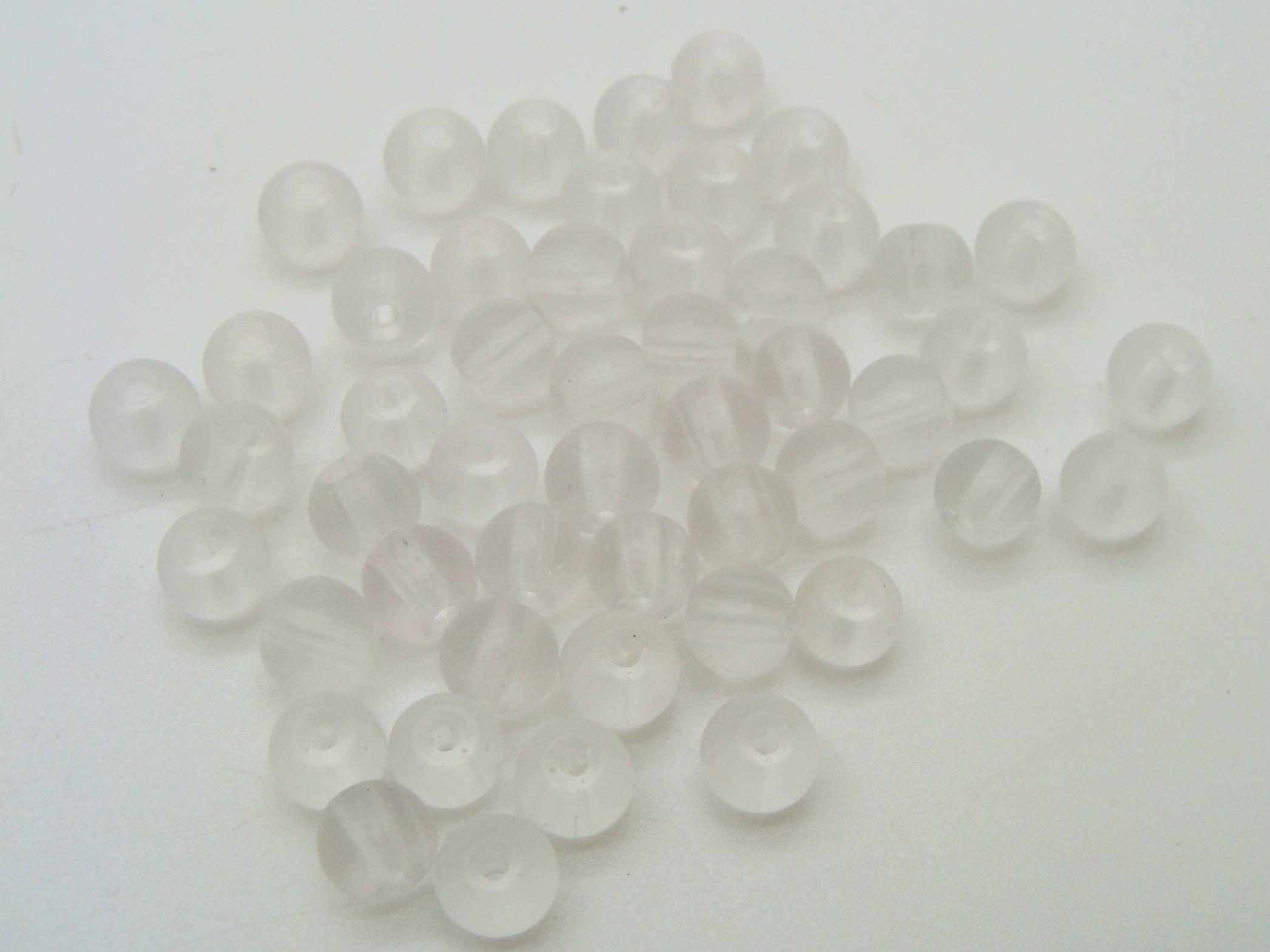 perle verre givre 6mm transparent