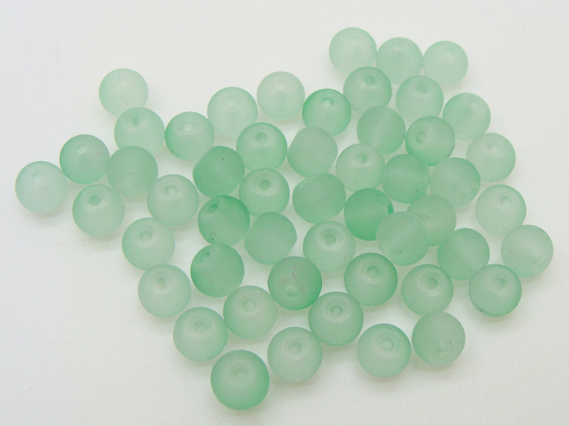 perle verre givre 6mm vert clair