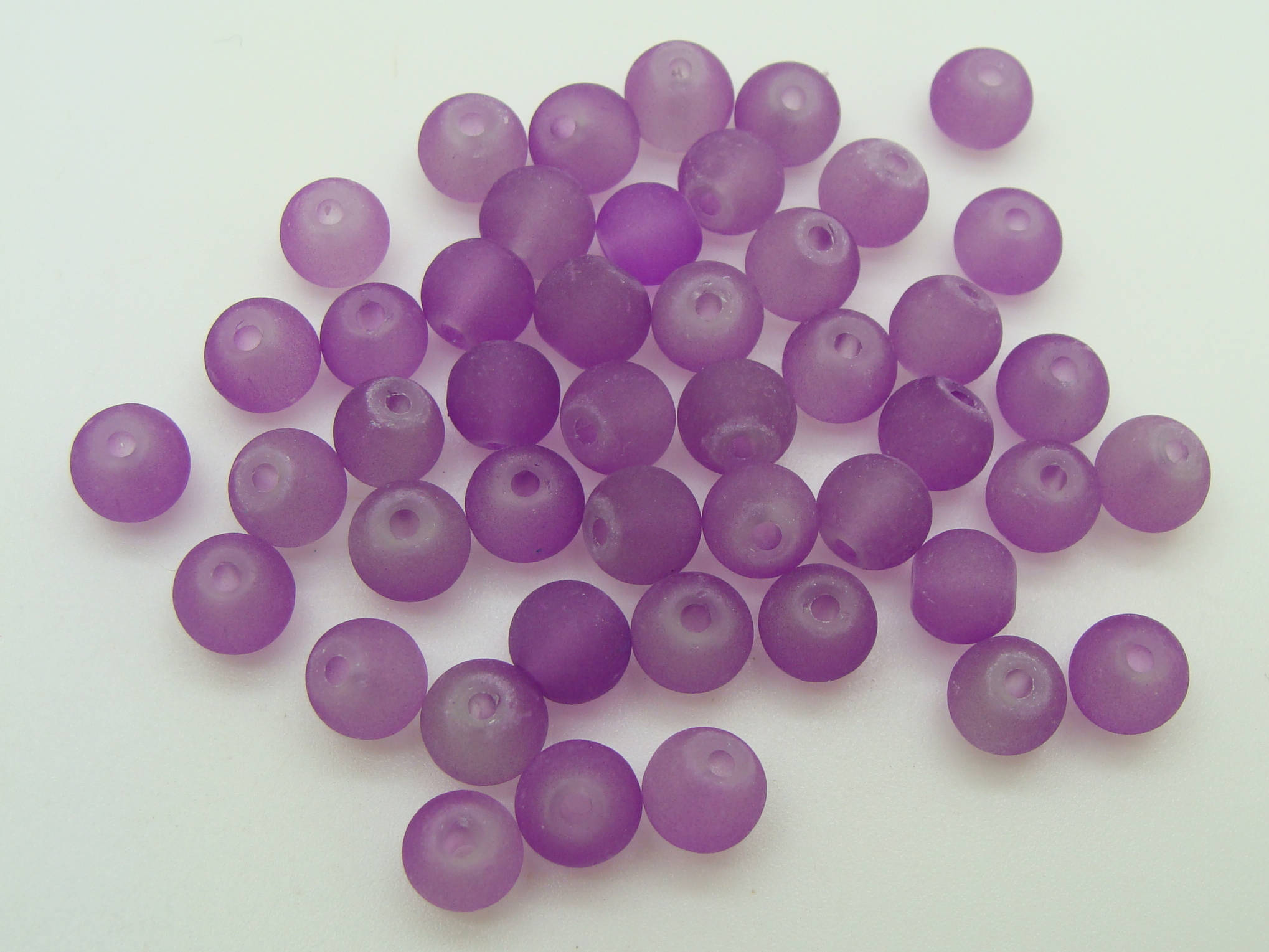 perle verre givre 6mm violet
