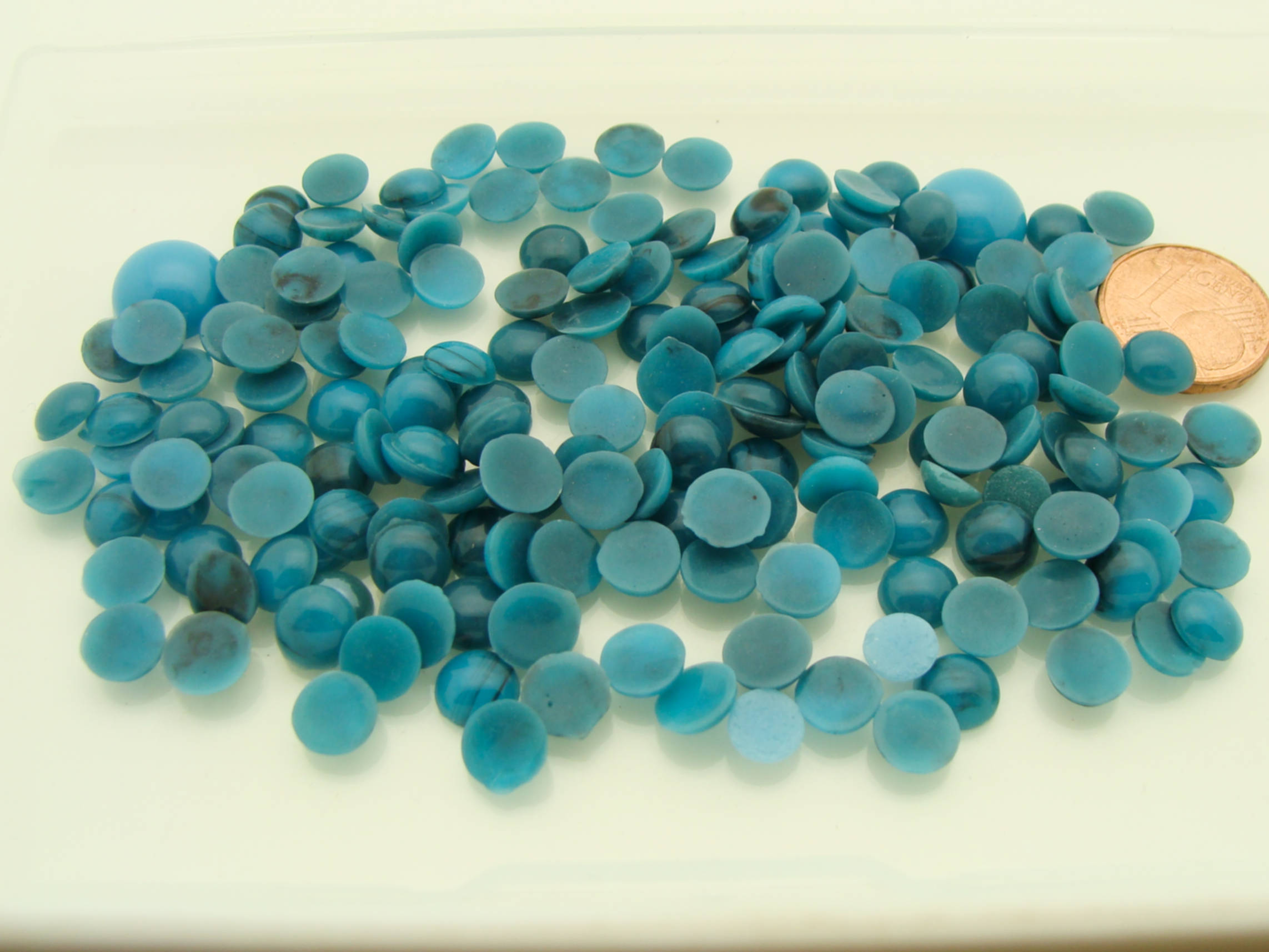 cabochons bleus ronds cab-lot27