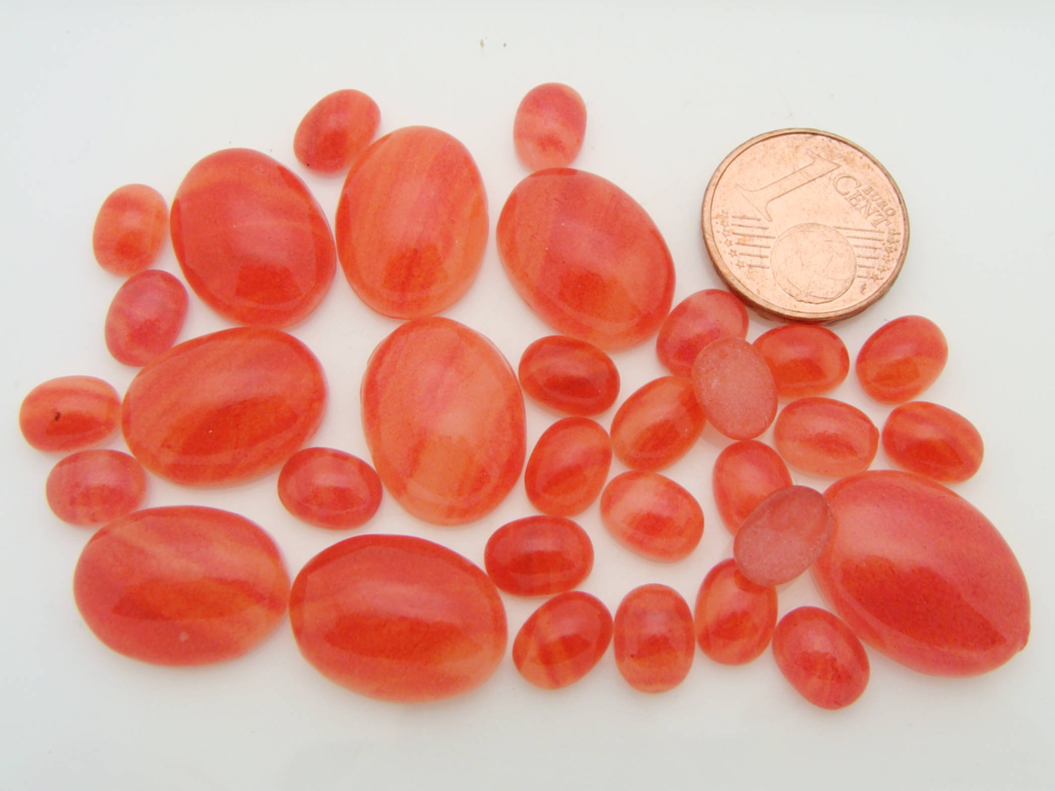 cabochons roses orangé cab-lot30
