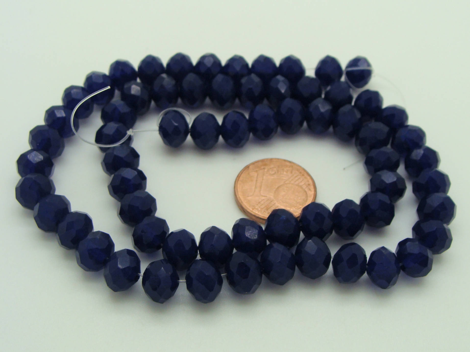 perles abacus 8mm bleu fonce verre