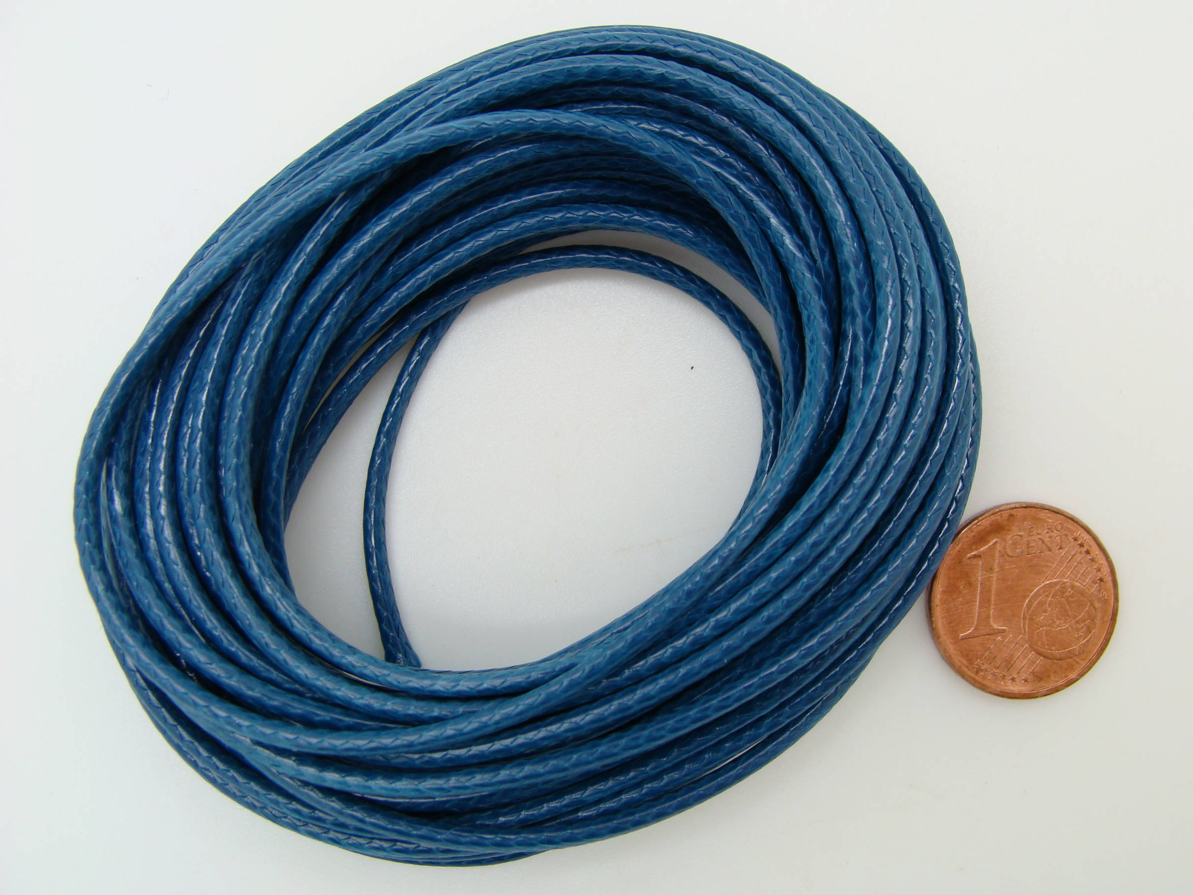 fil polyester 2mm bleu fonce cire