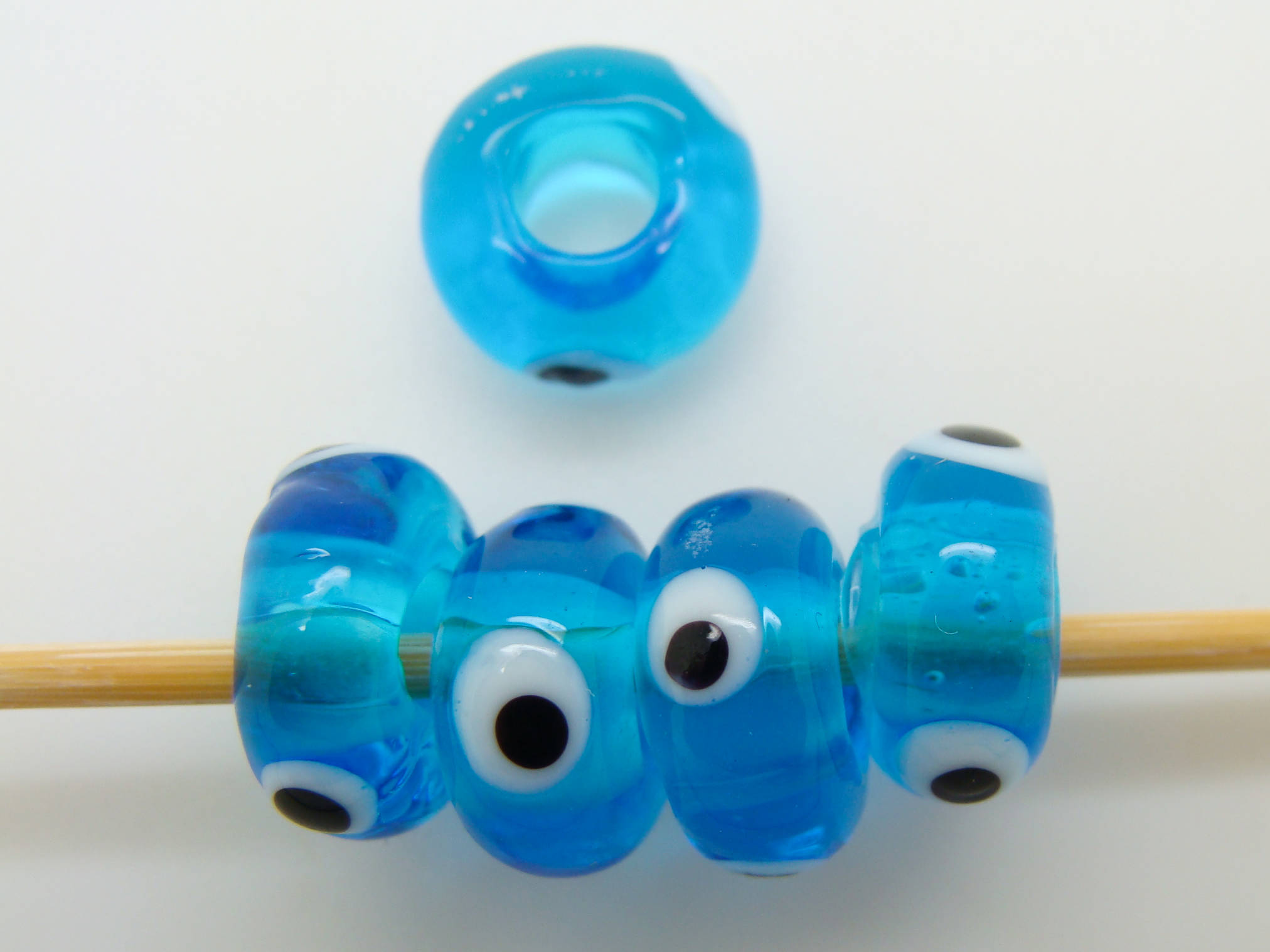 PV-lamp-73 perles rondelles verre bleu