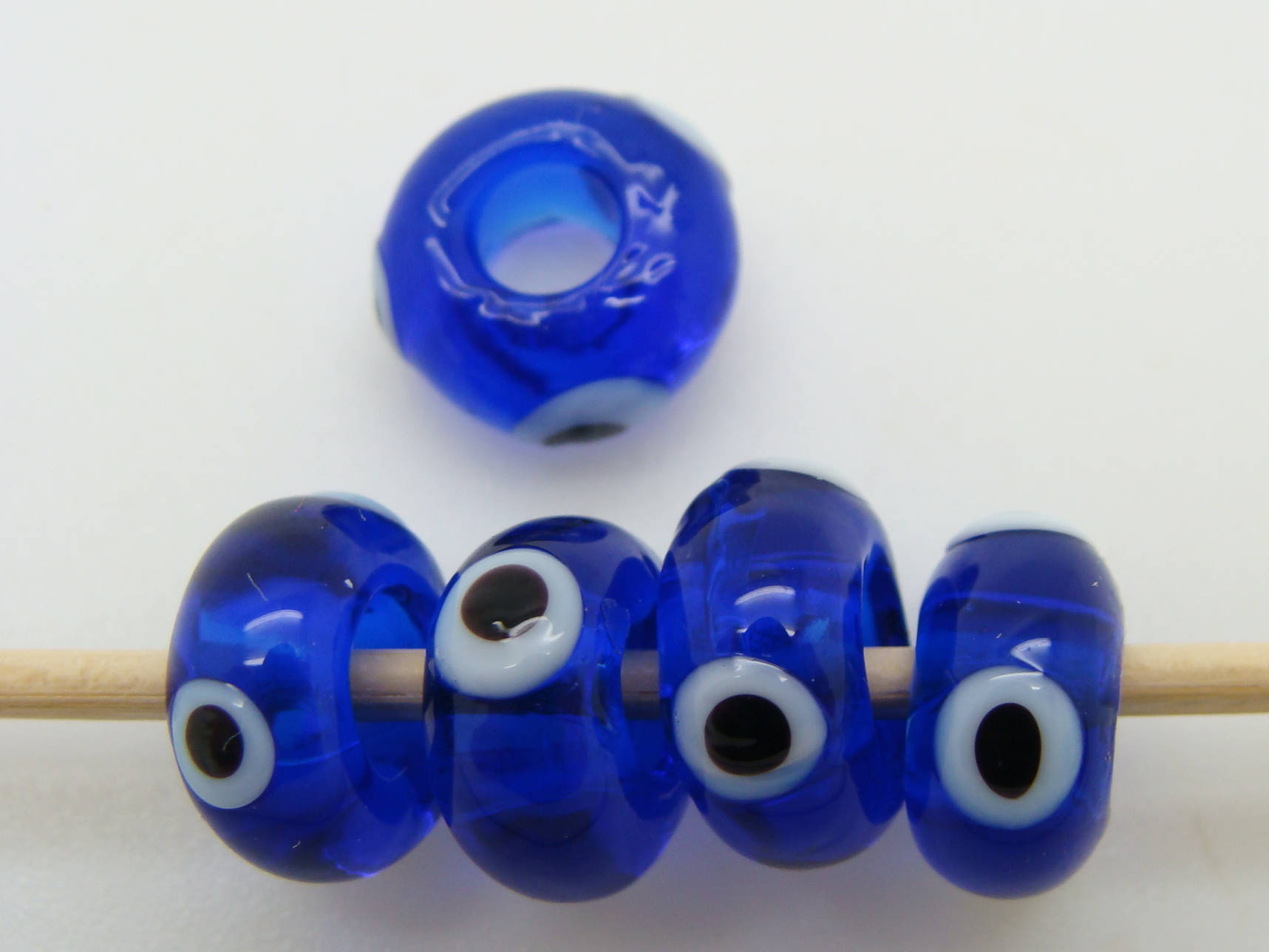 PV-lamp-73 perles rondelles verre bleu fonce