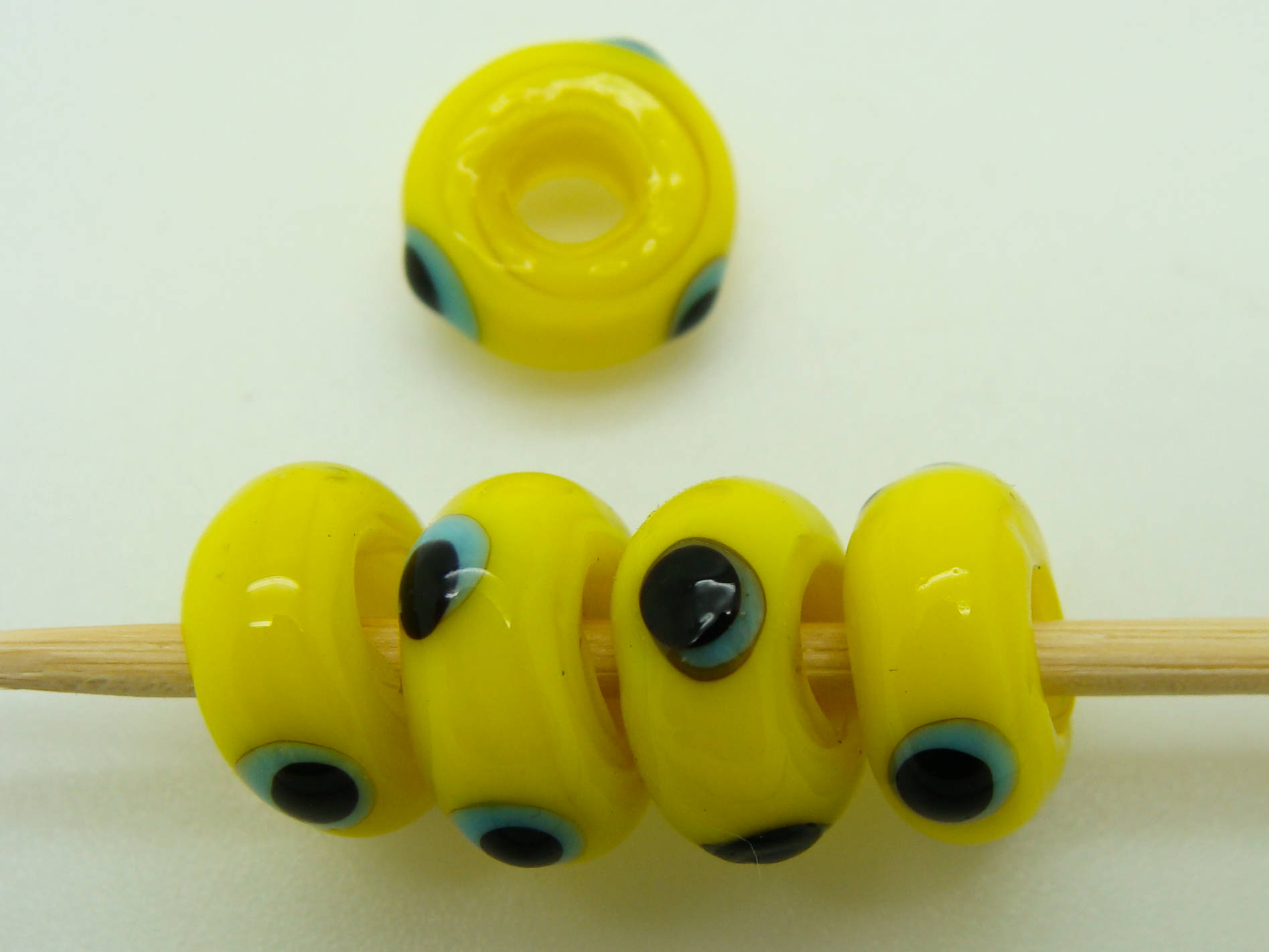 PV-lamp-73 perles rondelles verre jaune oeil