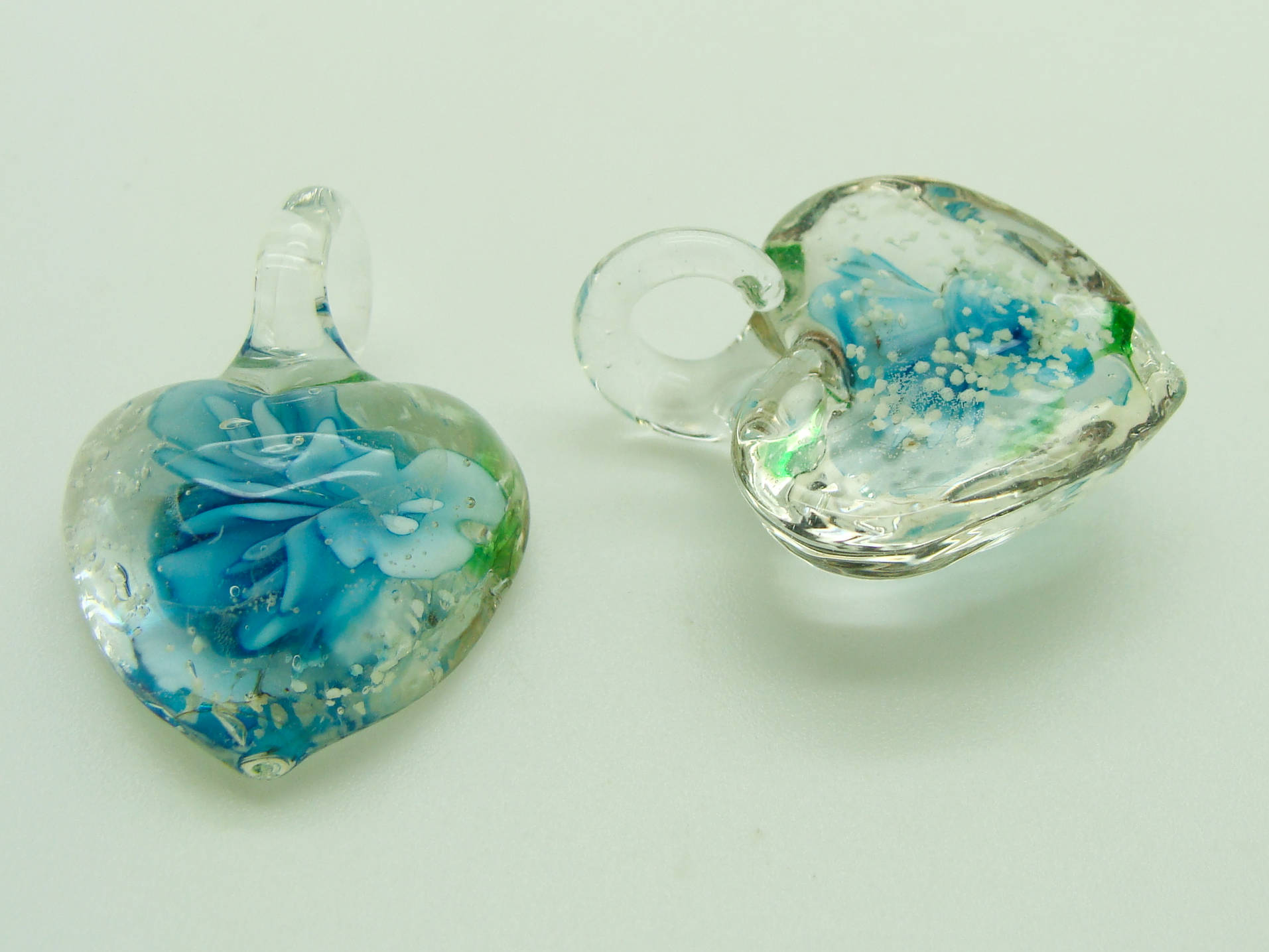 pendentif fleur bleu verre Pend-284-bleu