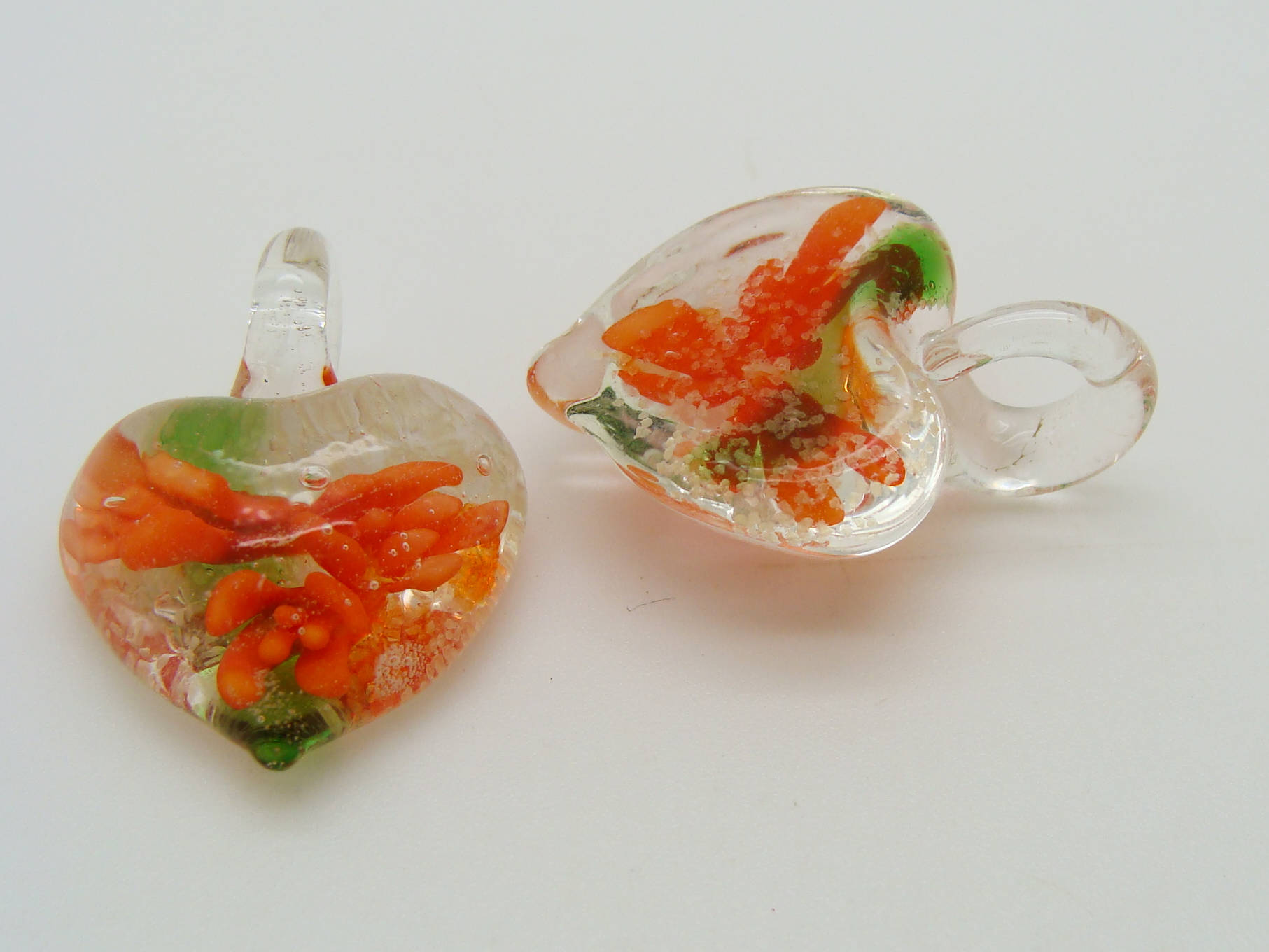 pendentif fleur orange verre Pend-284-orange