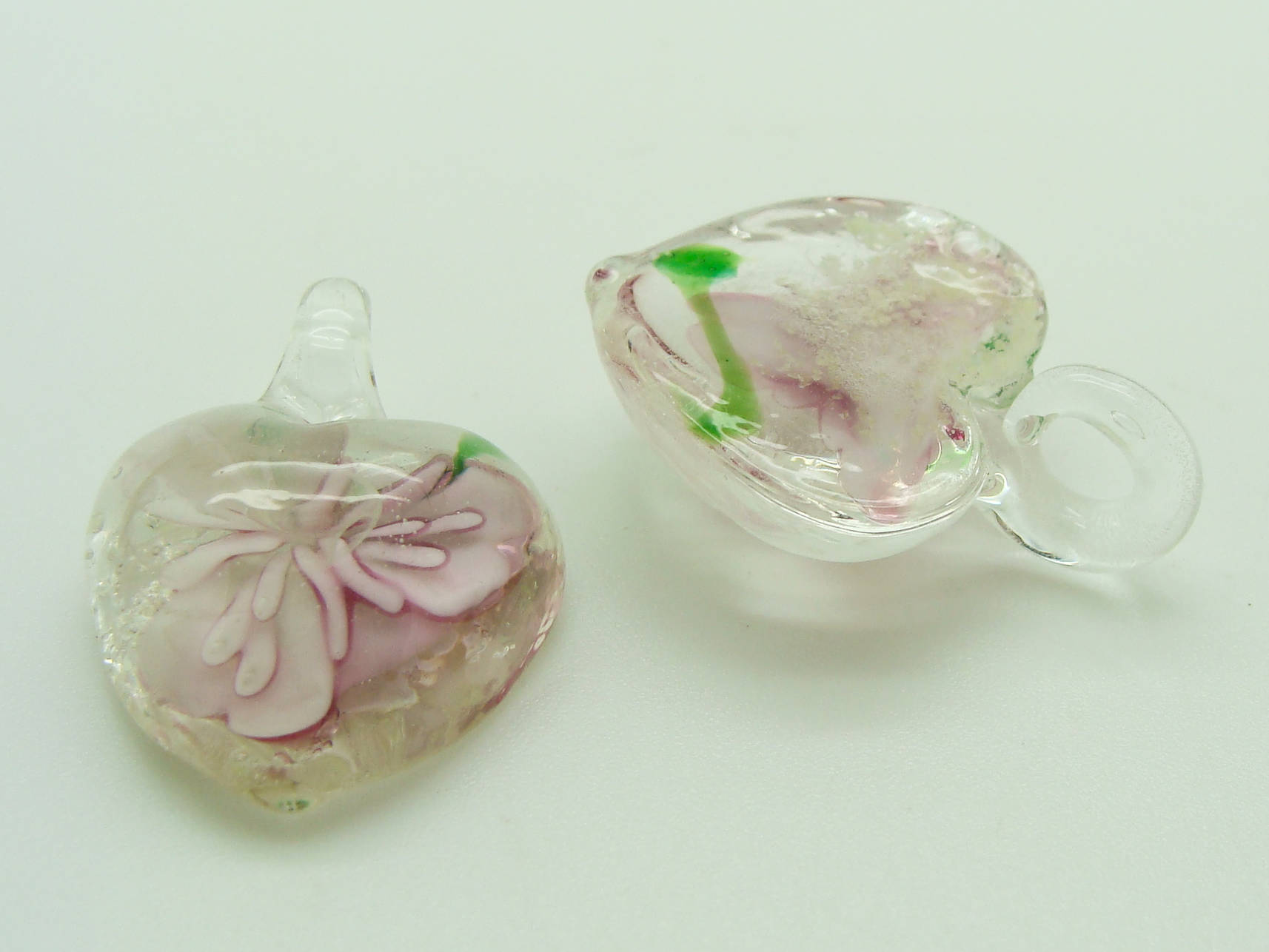 pendentif fleur rose verre Pend-284-rose