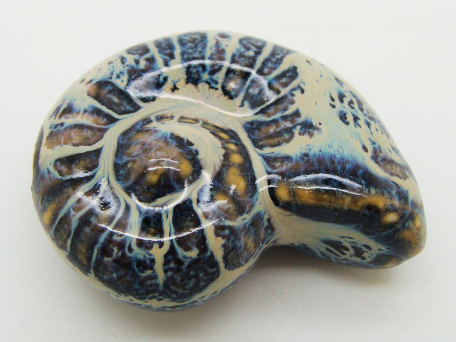 POR-lot08 perle escargot blanc bleu