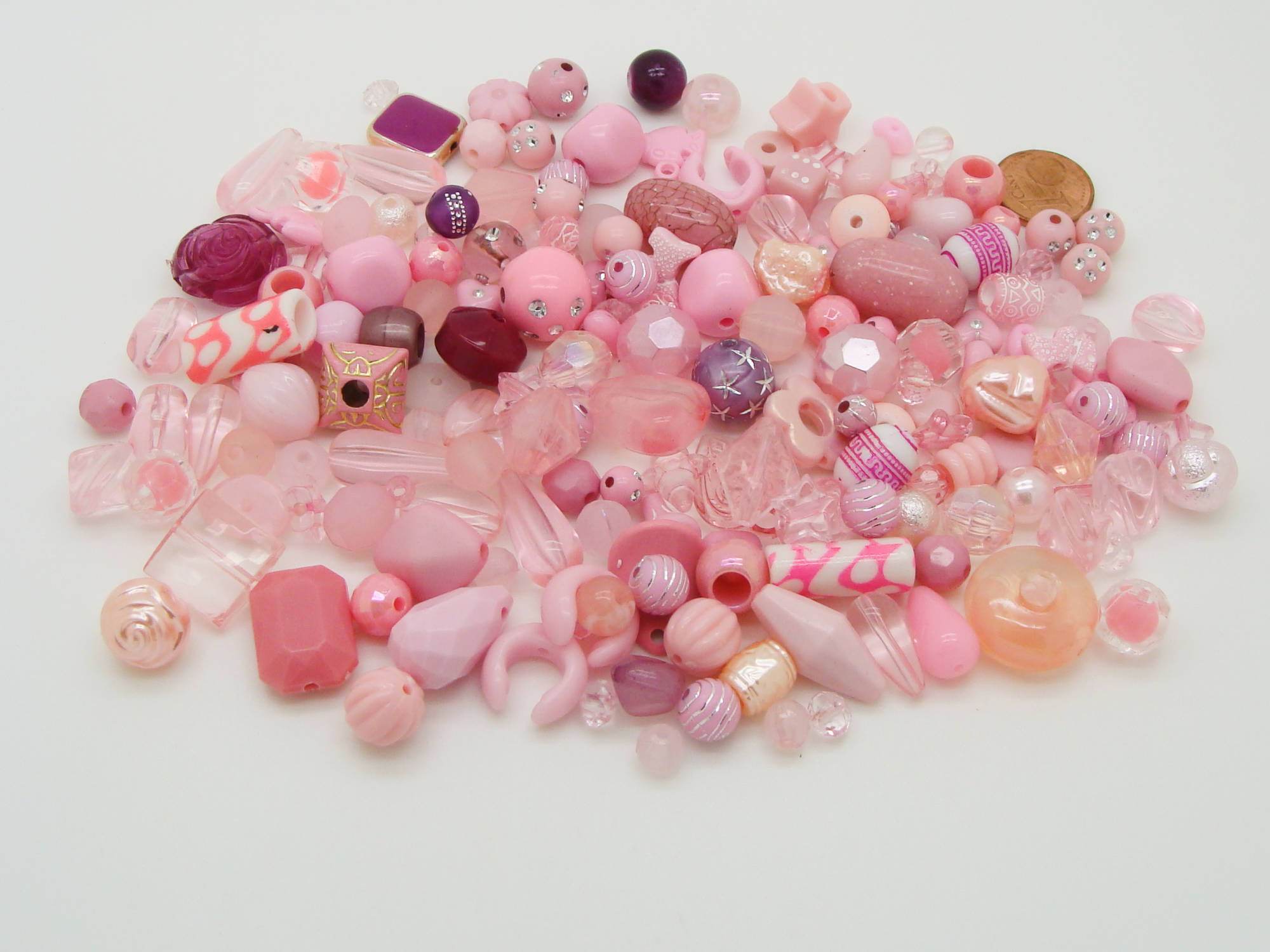 perle rose acrylique mix couleurs et formes acry-75g-rose