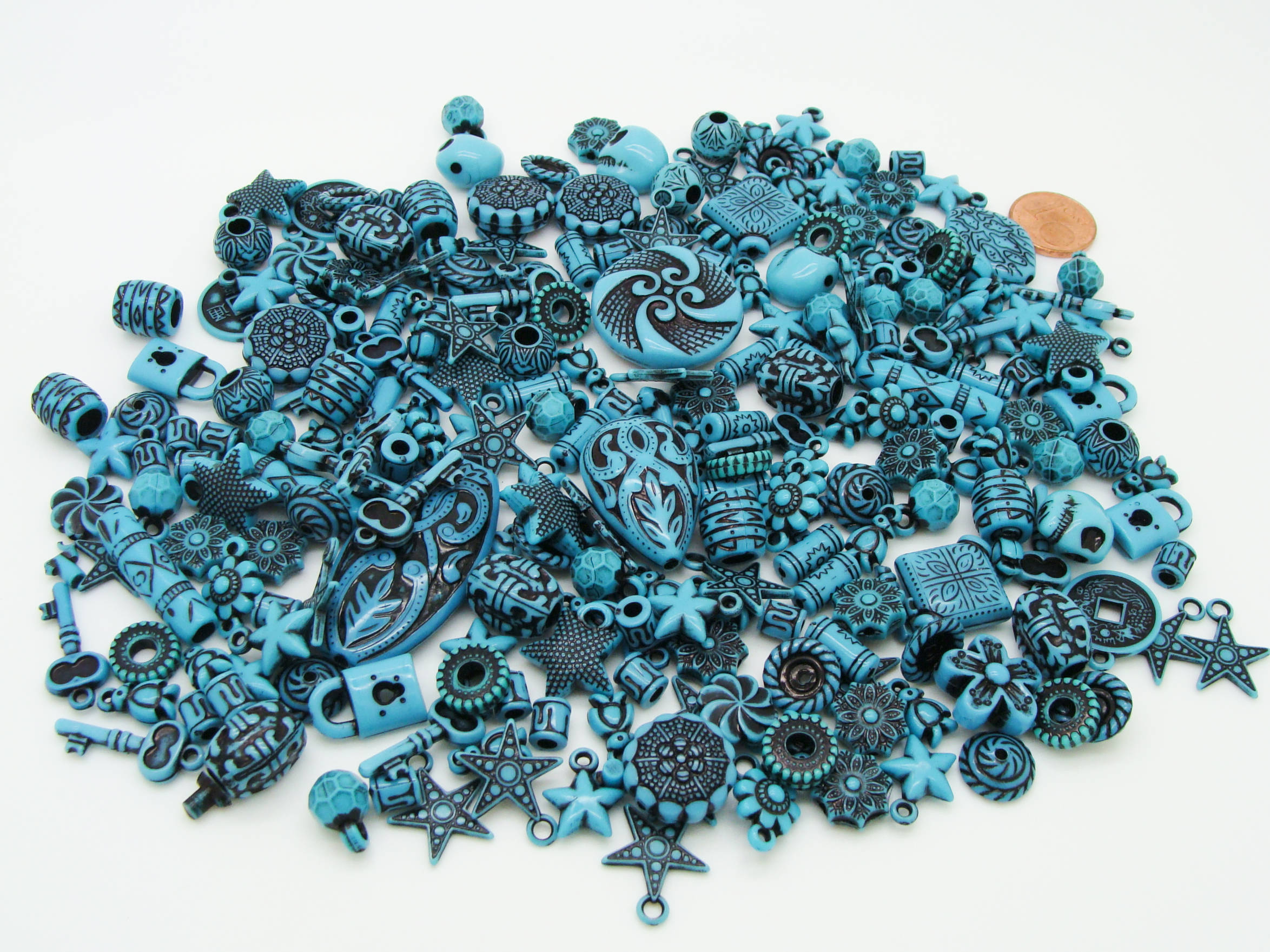 acry-75g-turquoiqe-fonce perle bleu acrylique breloque