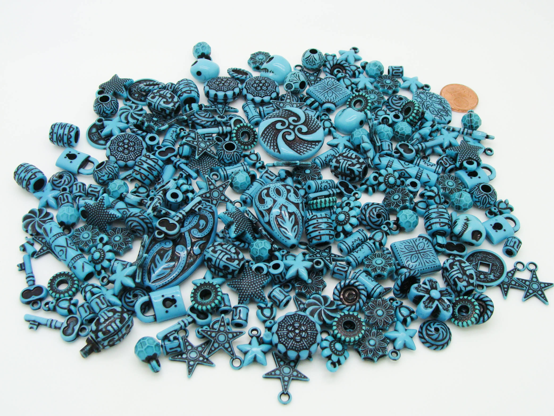 perle bleu acrylique breloque acry-75g-turquoiqe-fonce