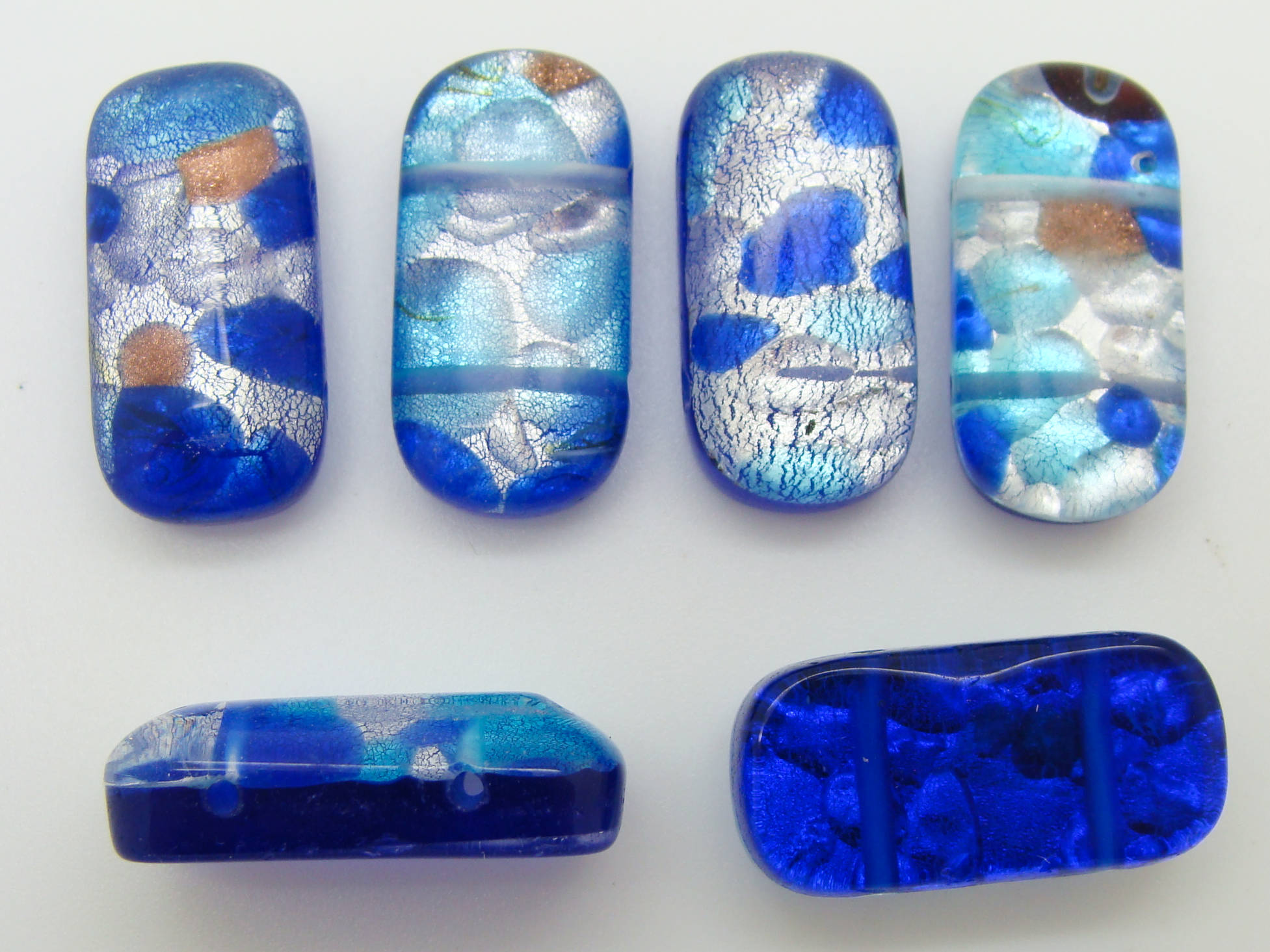 perle rectangle bleu fonce argent FA-24x12