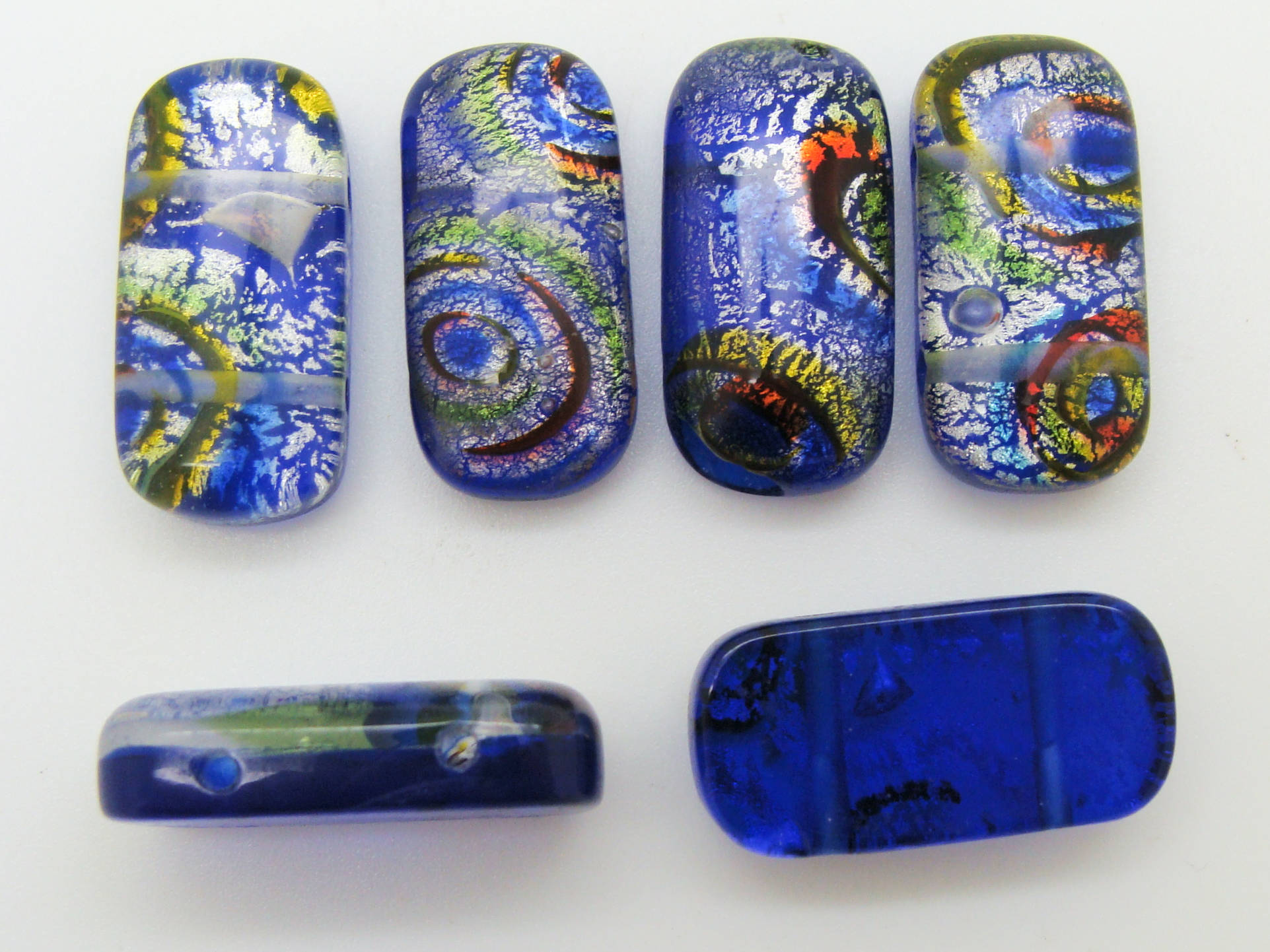 perle rectangle bleu fonce multicolore FA-24x12